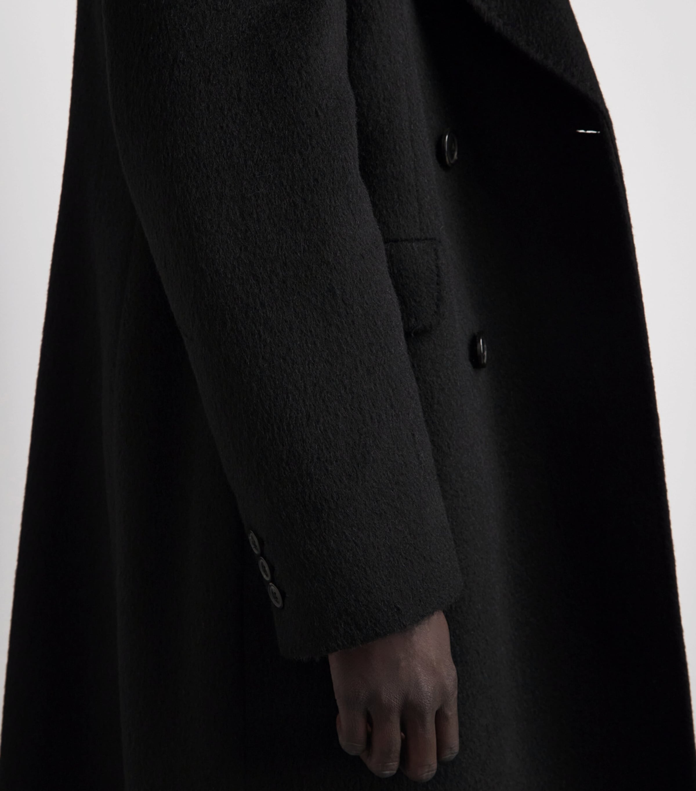 Our Legacy Mens Mohair-Blend Whale Overcoat Black Hairy Wool Image 3