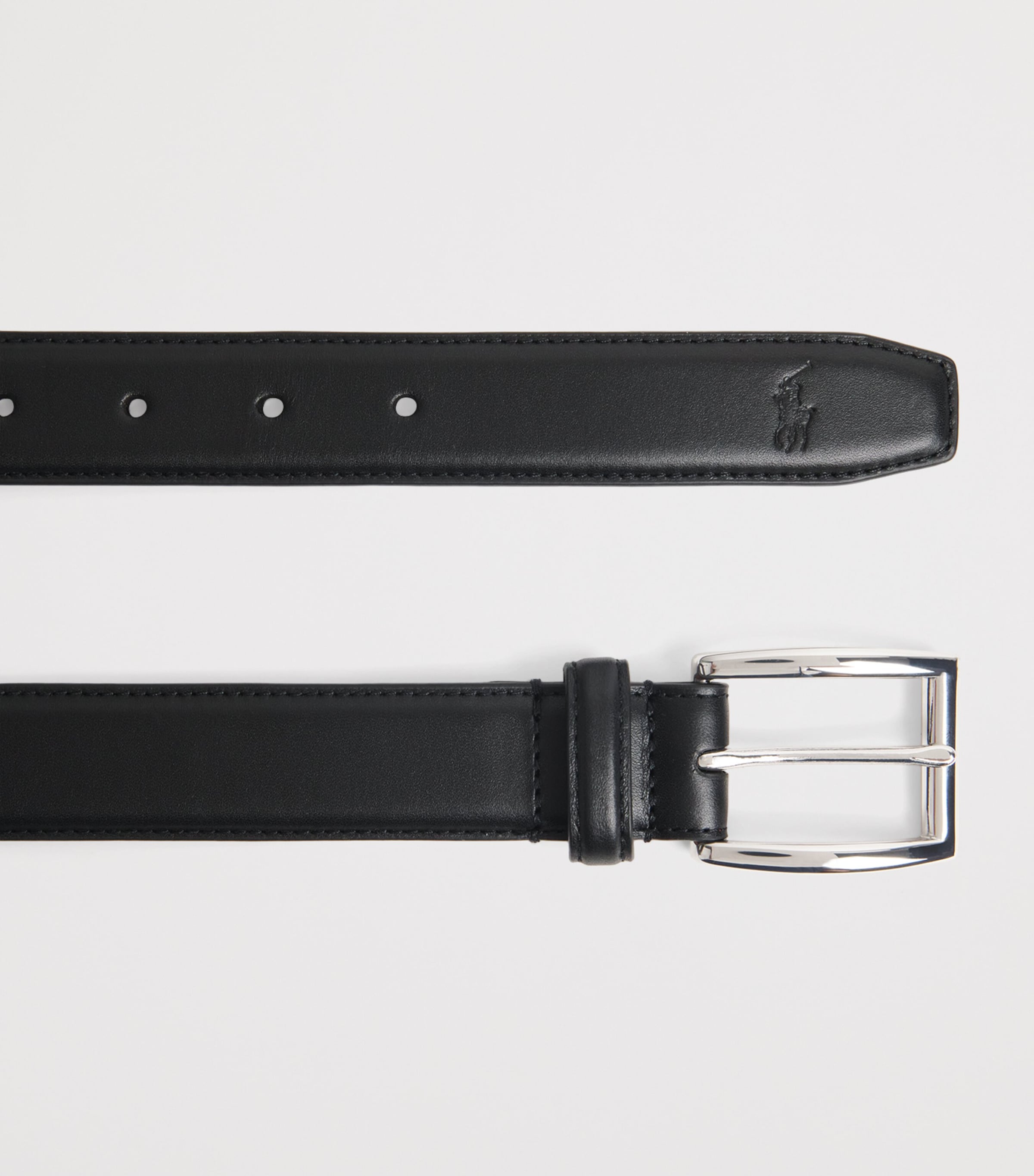 Leather Silver Buckle Belt BLACK Image 2