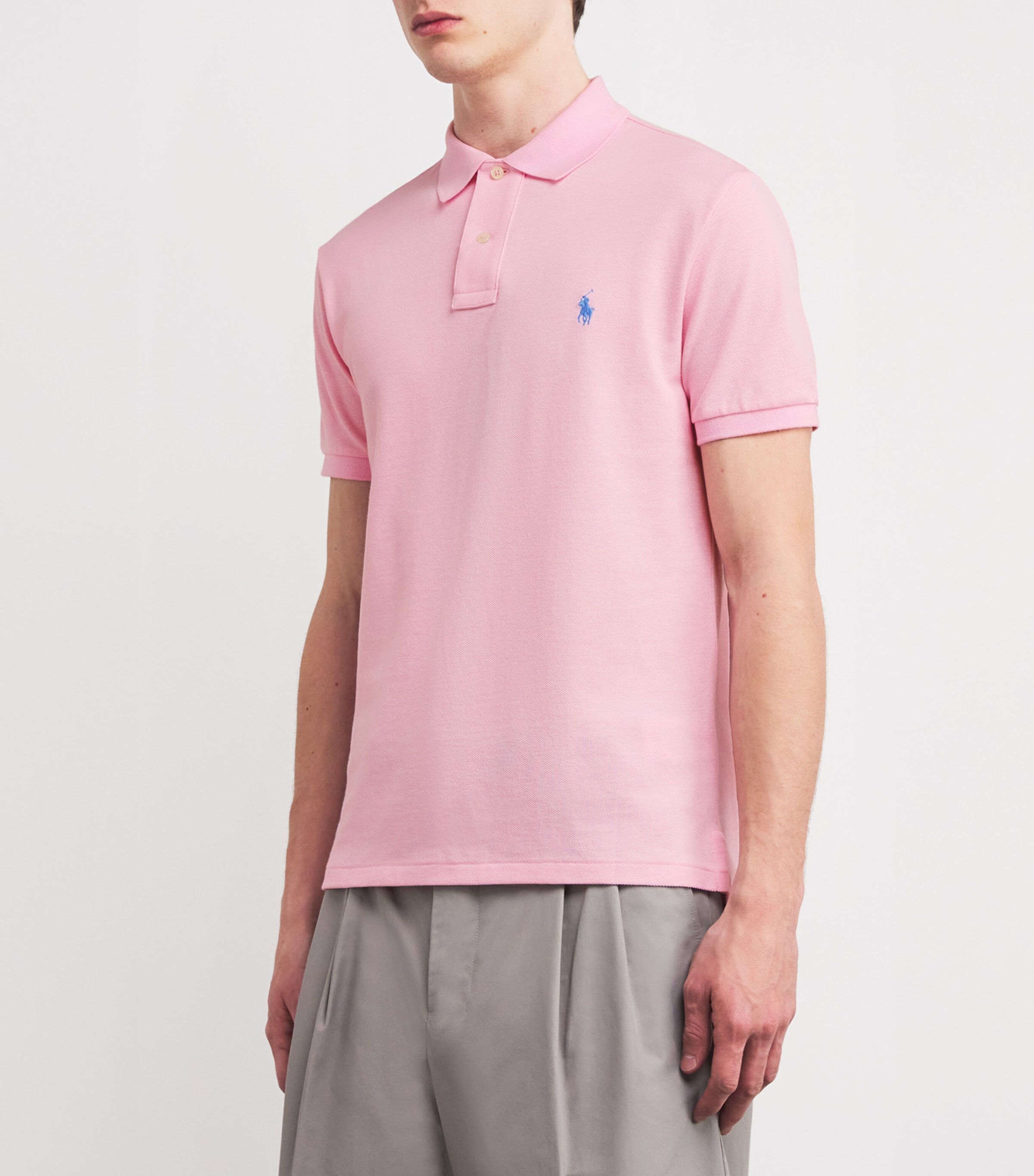 Cotton Mesh Slim-Fit Polo Shirt CARMEL PINK Image 3