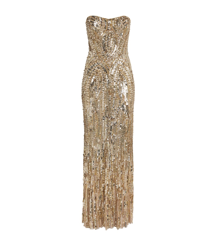 Jenny Packham Womens Embellished Euphoria Gown Illusion Image 1