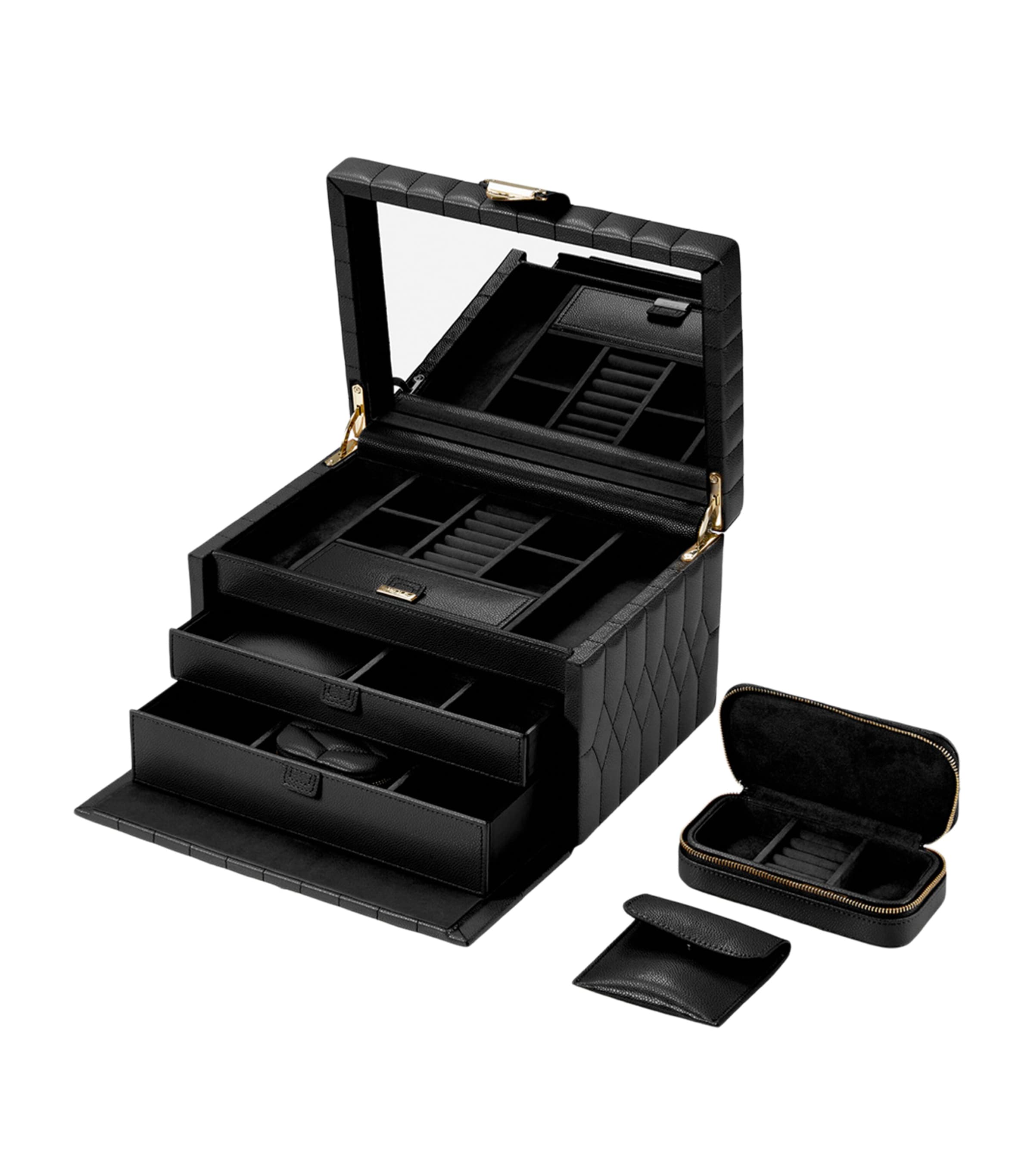WOLF Medium Lauren Jewellery Box Black Image 2
