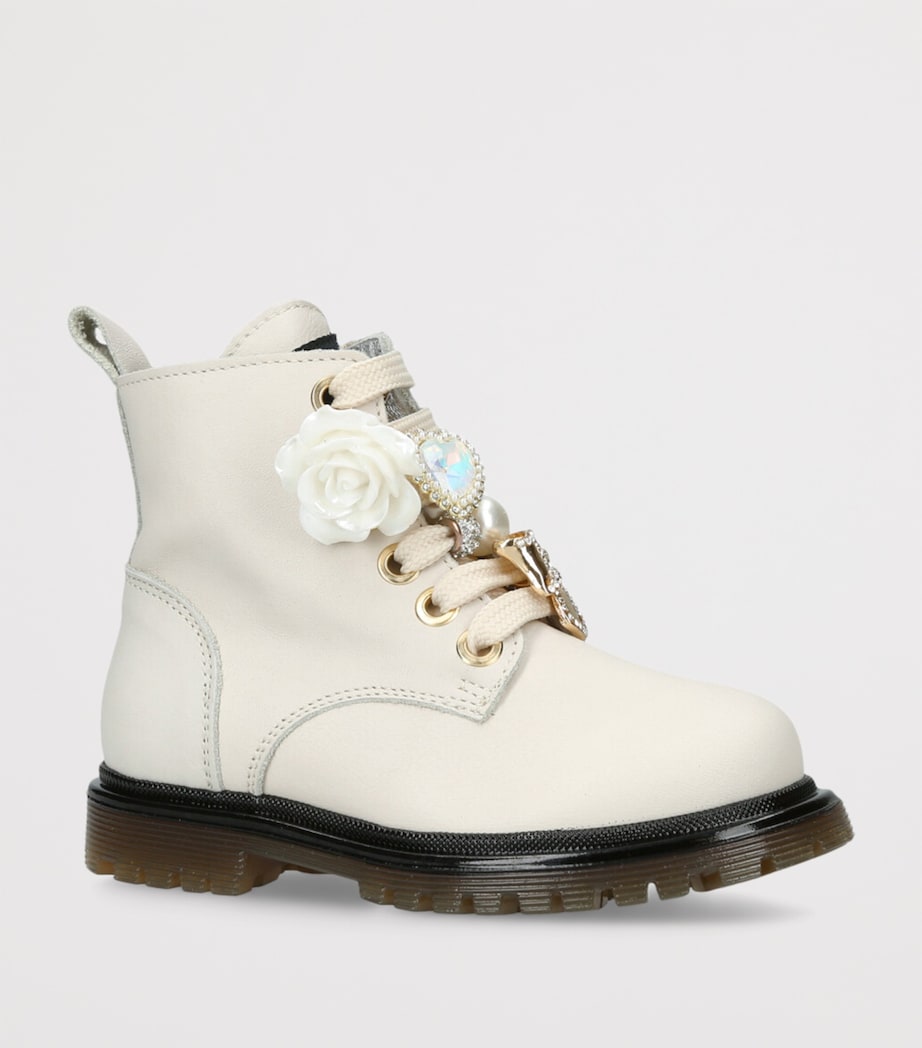 Leather Charm Ankle Boots BONE Image 3