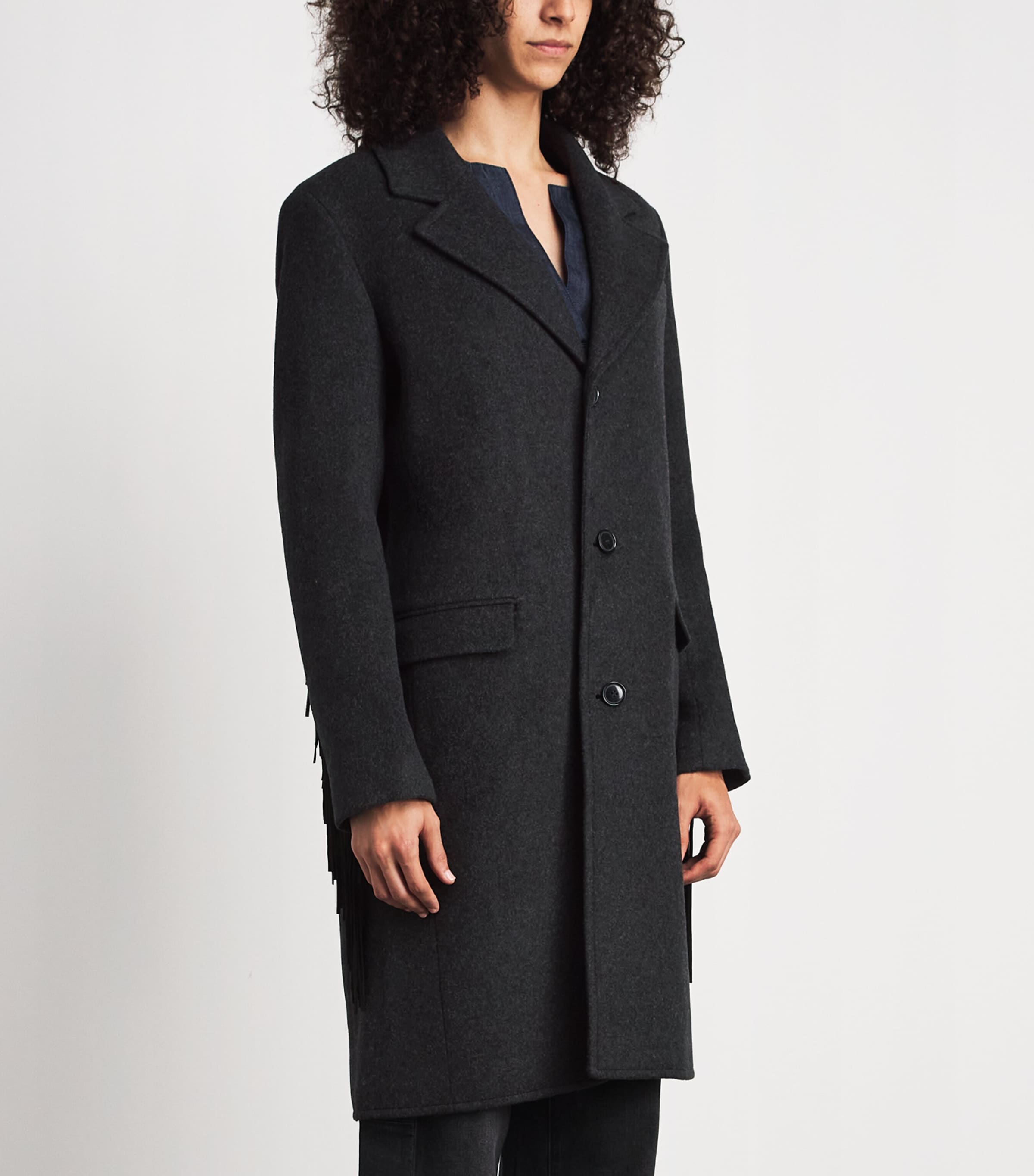 FRAME Womens Wool-Blend The Rodeo Coat Charcoal Image 4