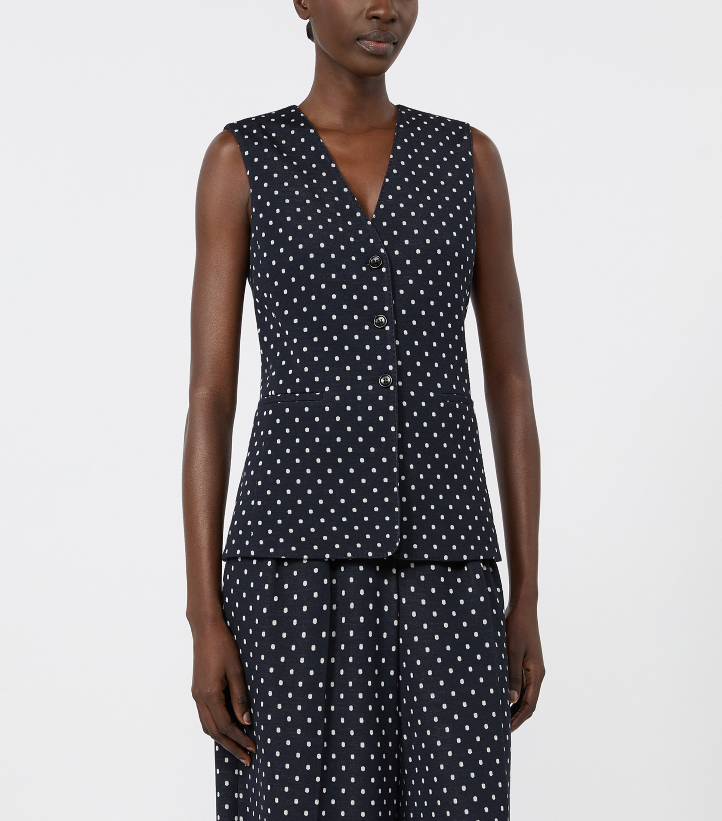 Max Mara Womens Polka Dot Waistcoat Ultramarine Image 3
