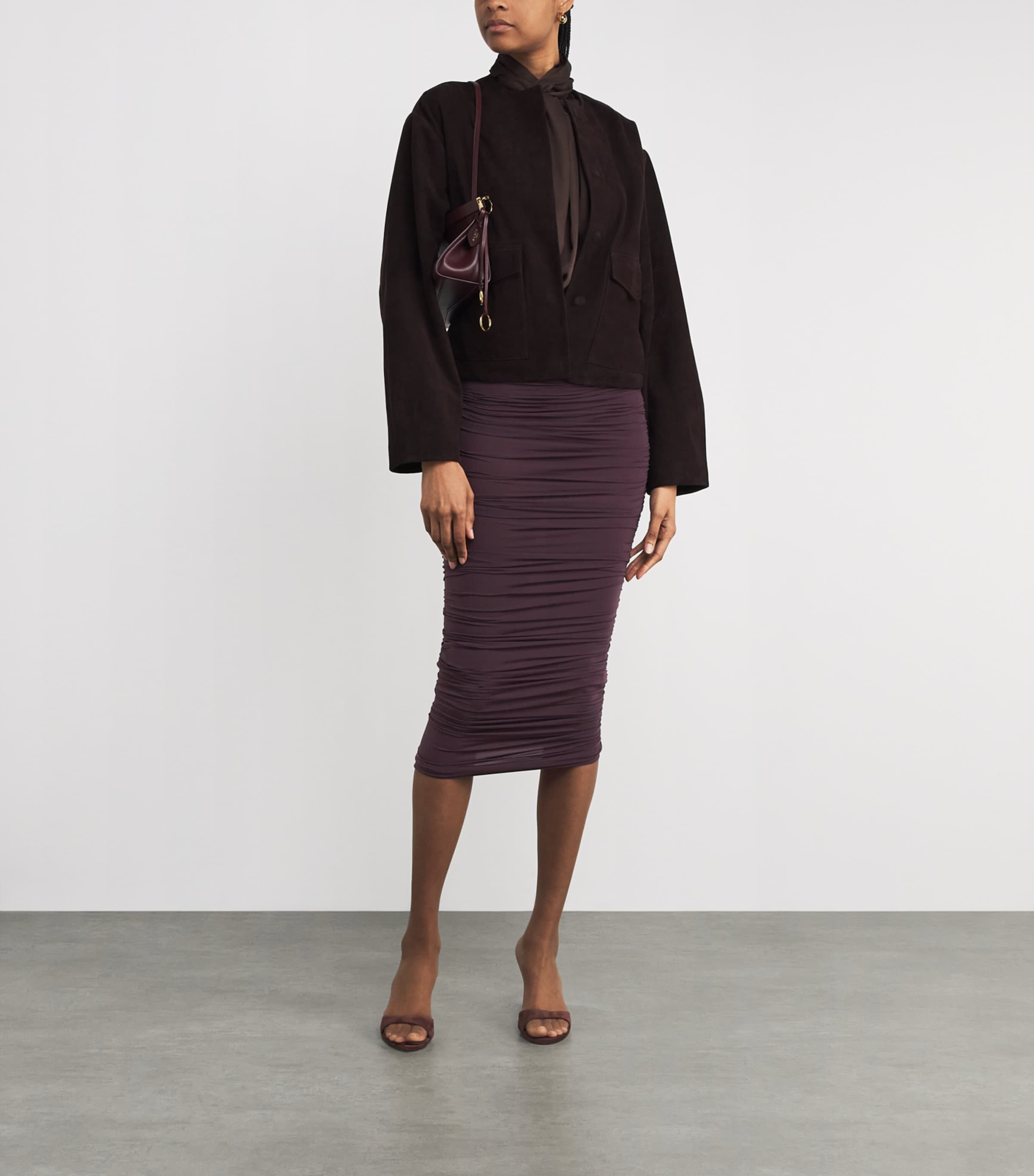 Ruched Bodycon High-Rise Midi Skirt 3249 WILD PLUM Image 2
