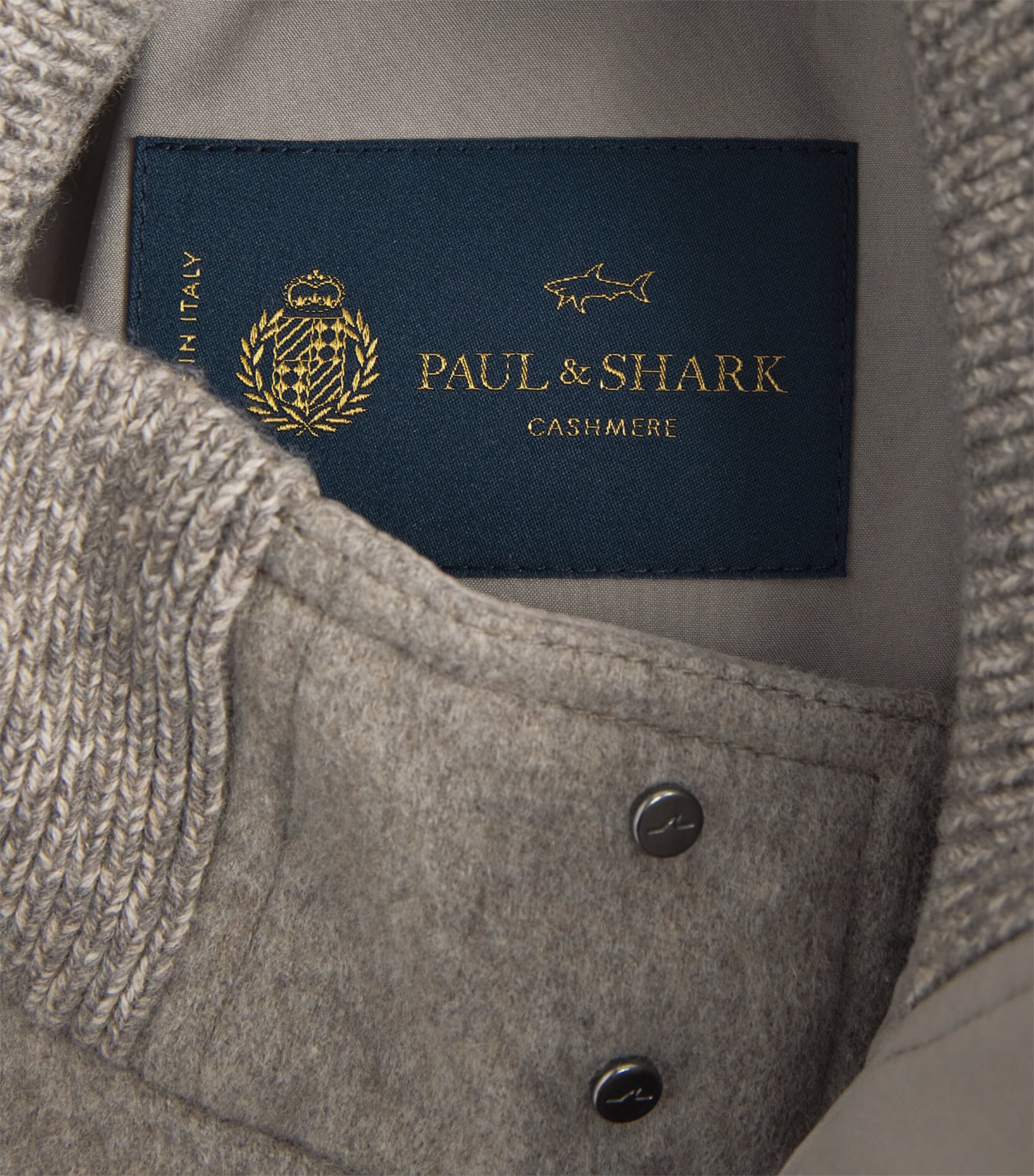 Paul & Shark Mens Cashmere Felt Bomber Jacket Taupe Camoscio Image 6