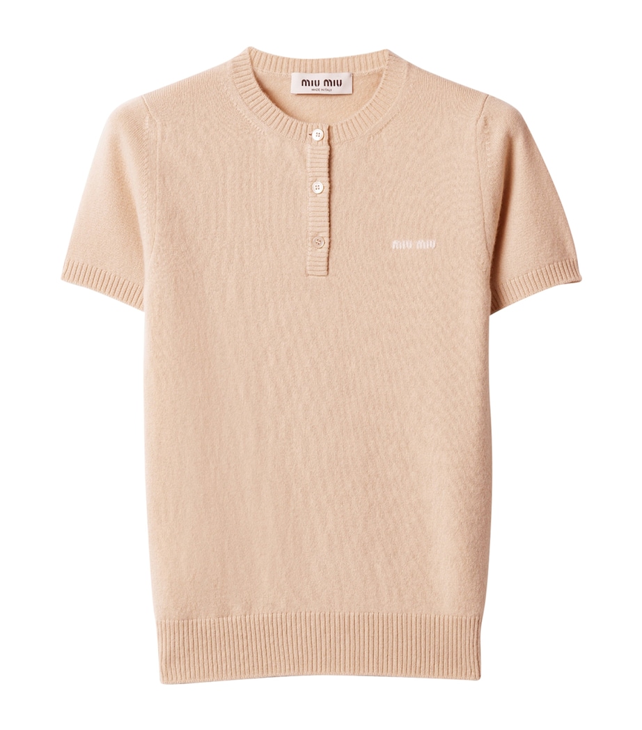 Miu Miu Womens Cashmere Short-Sleeve Sweater Image 1