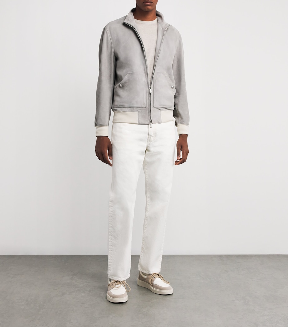 Suede Giubbino Capuccio Jacket BLU Image 2