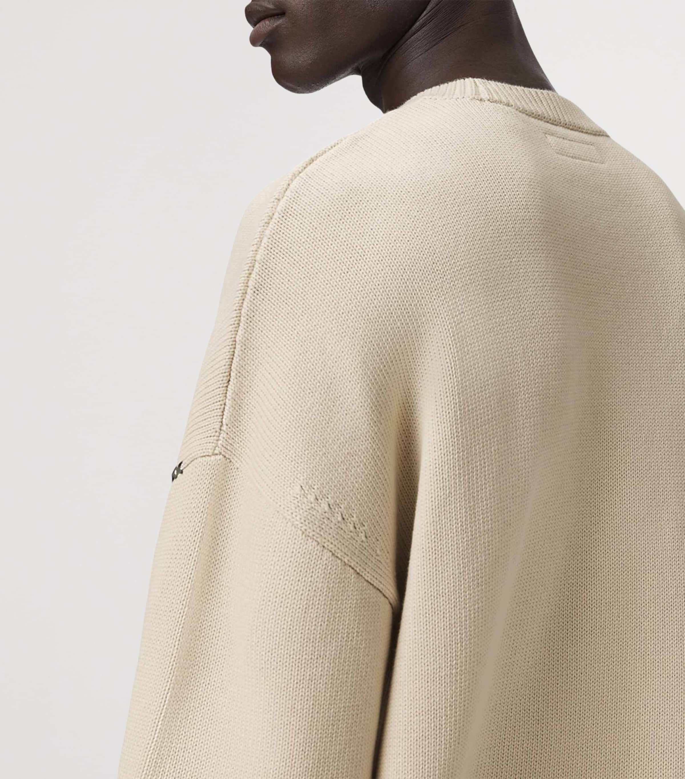 AllSaints Mens Organic Cotton Crossed Sweater Ecru White Image 6