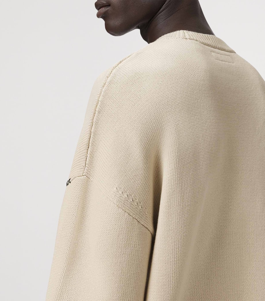 AllSaints Mens Organic Cotton Crossed Sweater Ecru White Image 6