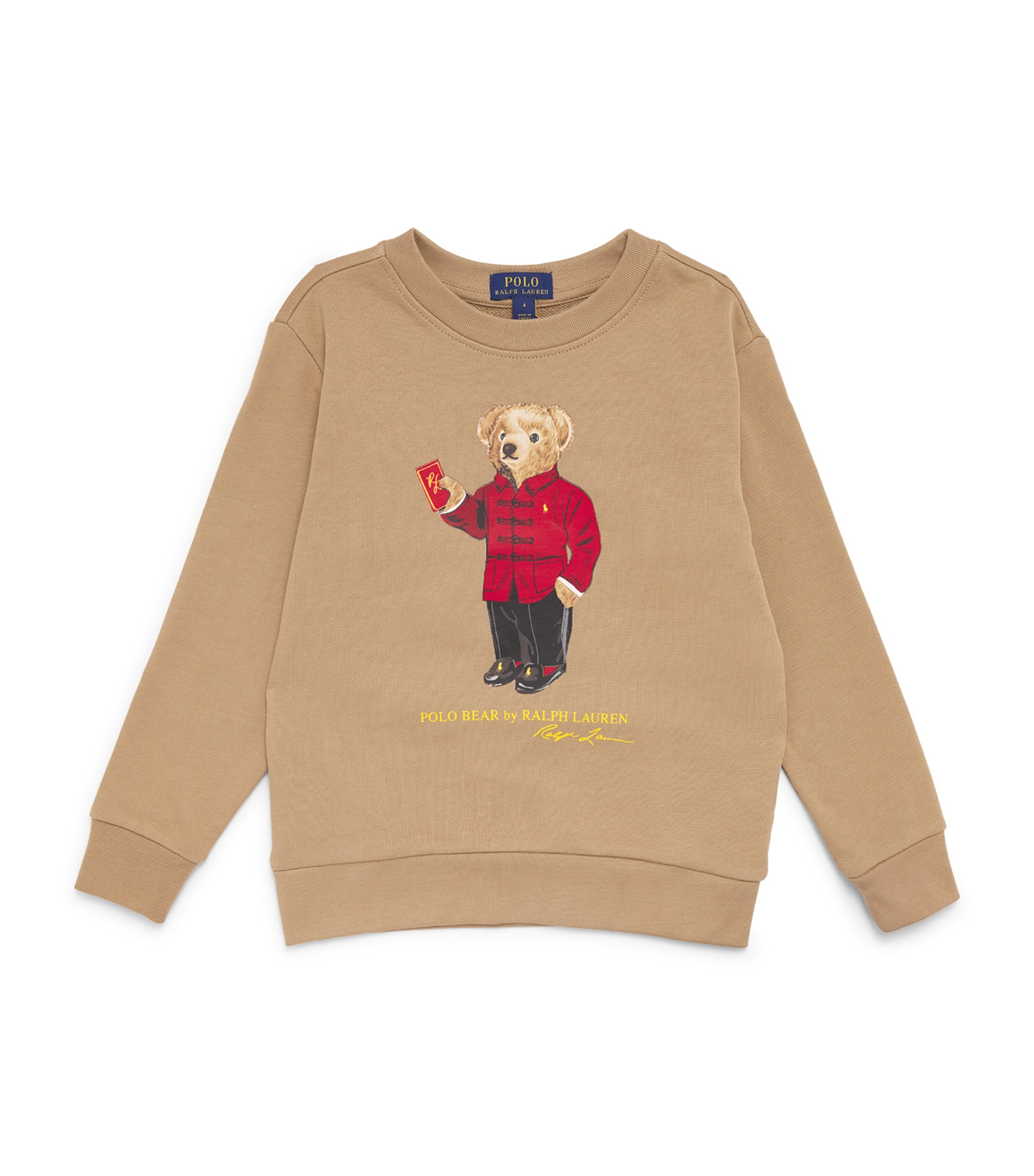 Ralph Lauren Cotton Bear Logo Sweatshirt In Beige
