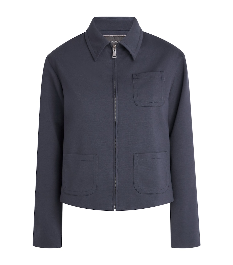 Fabiana Filippi Womens Milano Knit Jersey Jacket Blu Notte Image 1