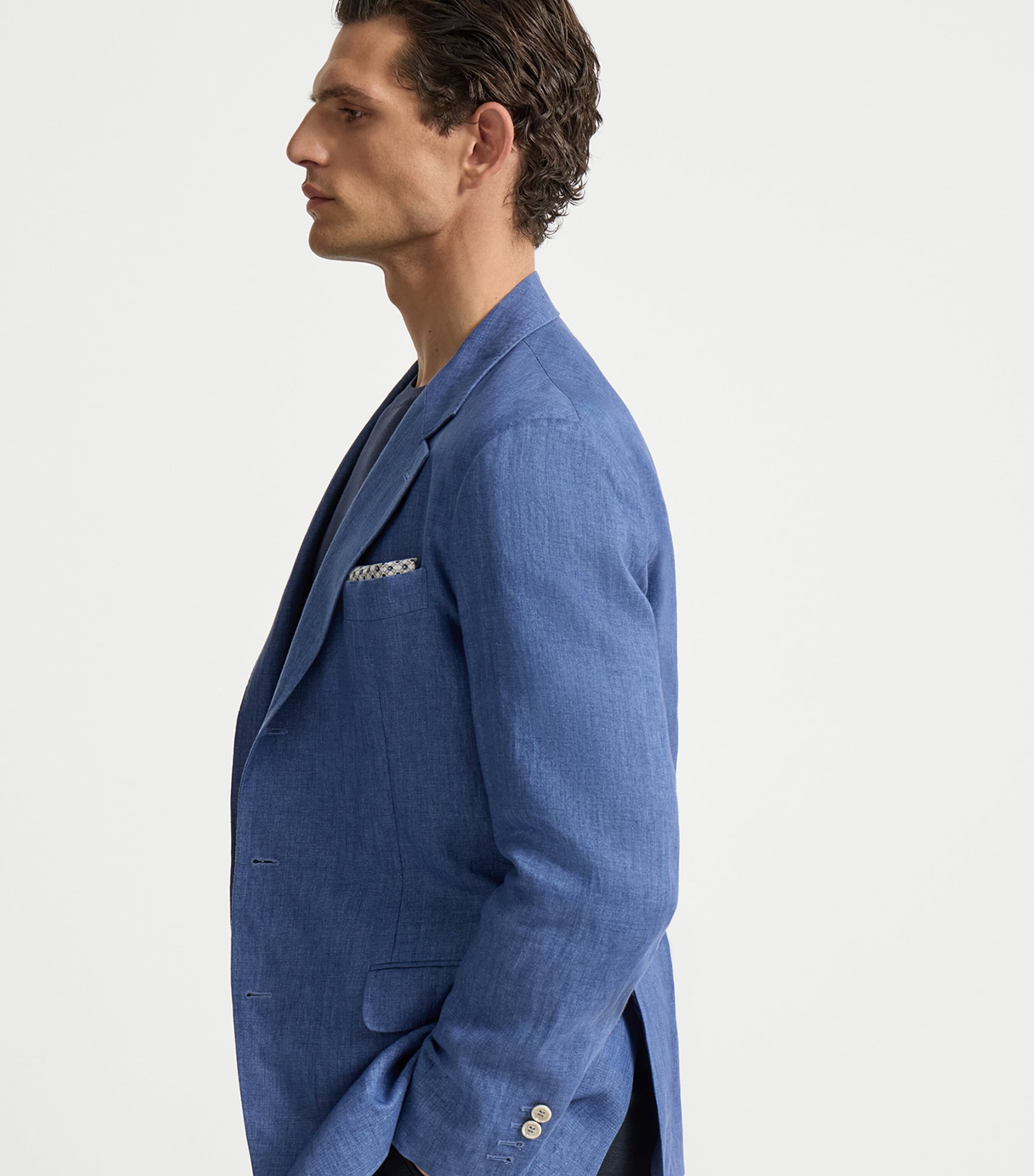Brunello Cucinelli Mens Linen Single-Breasted Blazer Image 4