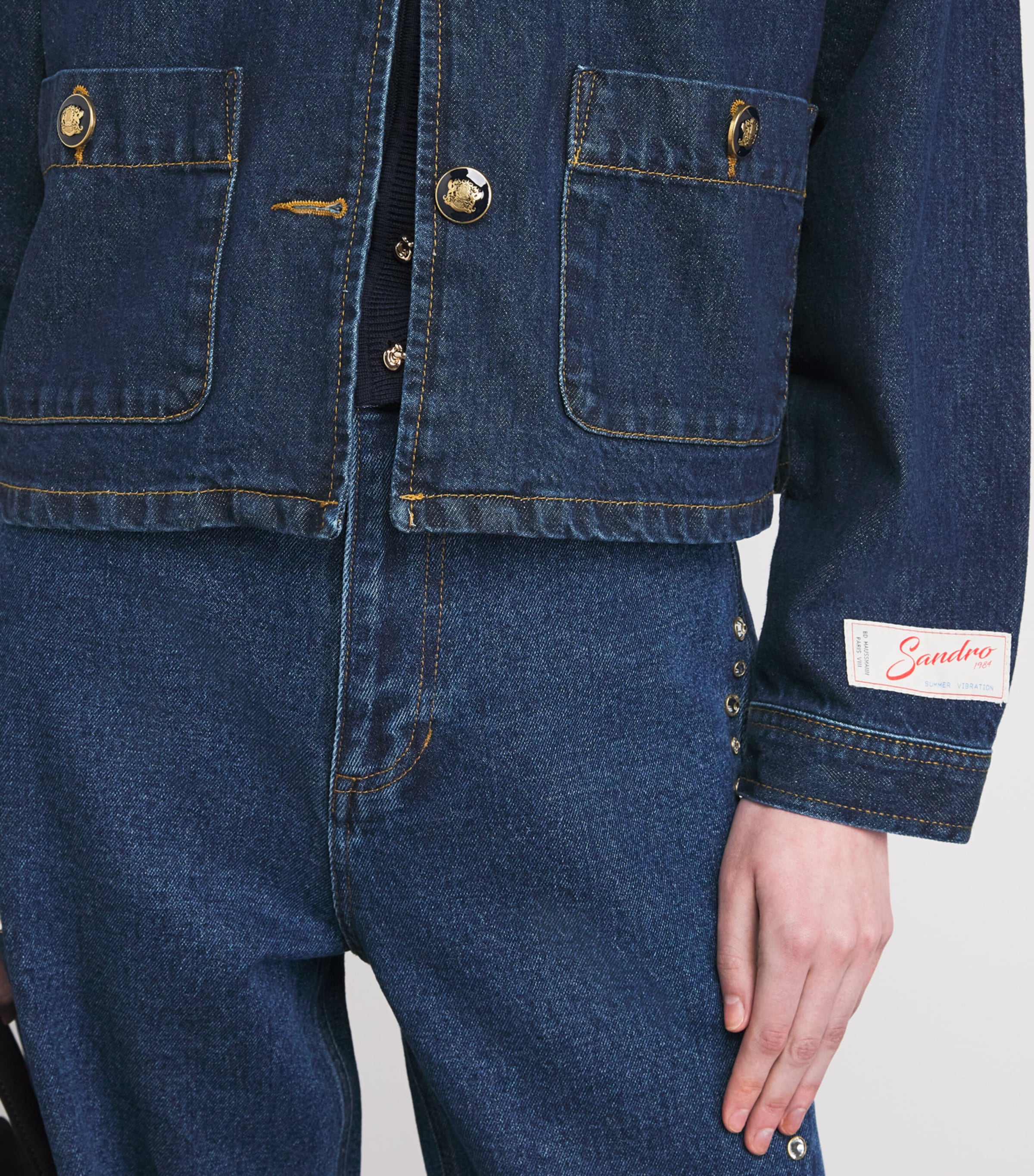 Crest-Button Denim Jacket DEEP BLUE Image 3