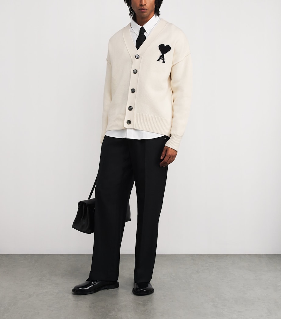 Virgin Wool Ami de Coeur Cardigan 151 - ECRU/NOIR Image 2