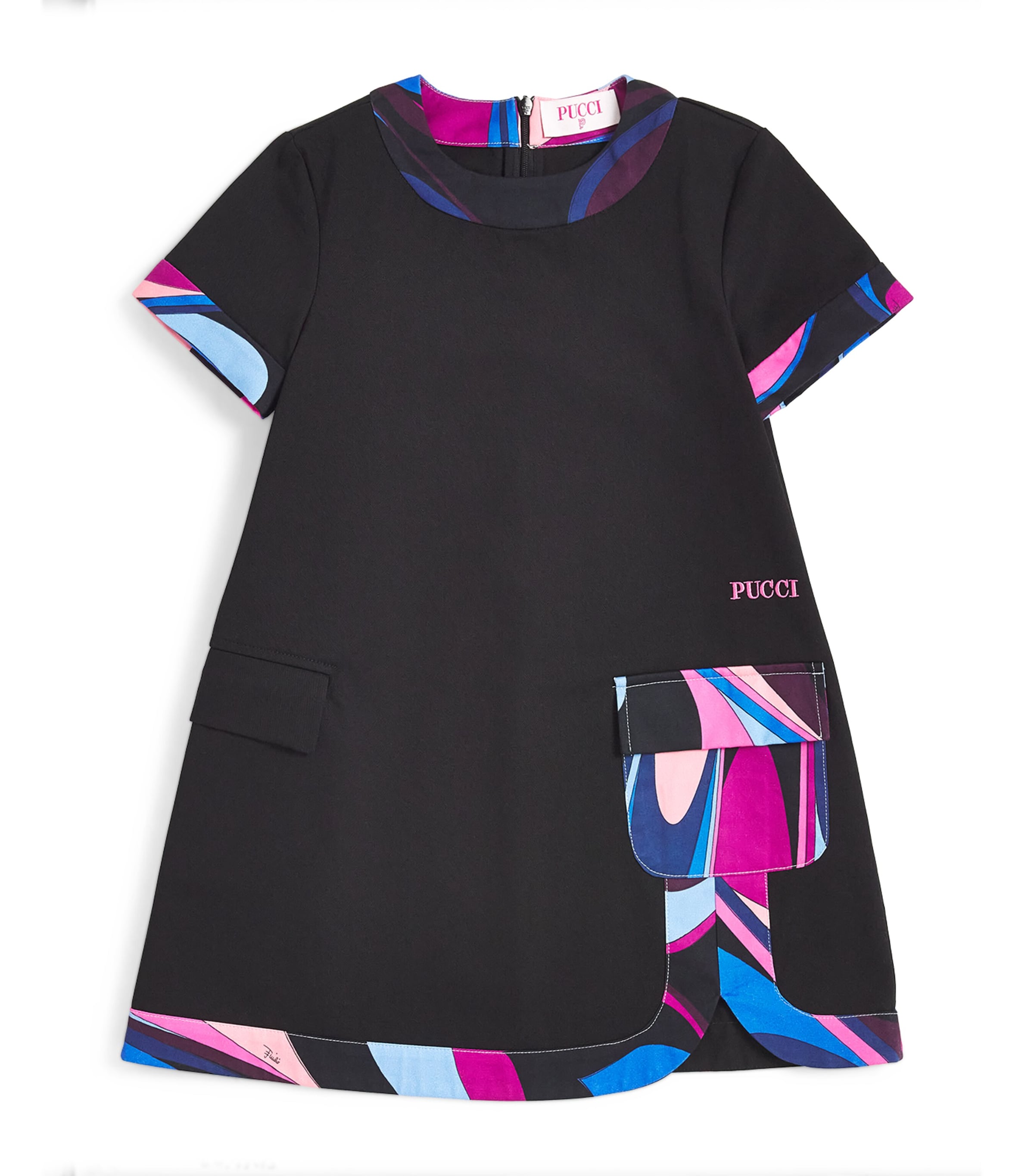 Shop Pucci Junior Cotton Marmo Print Dress In Black