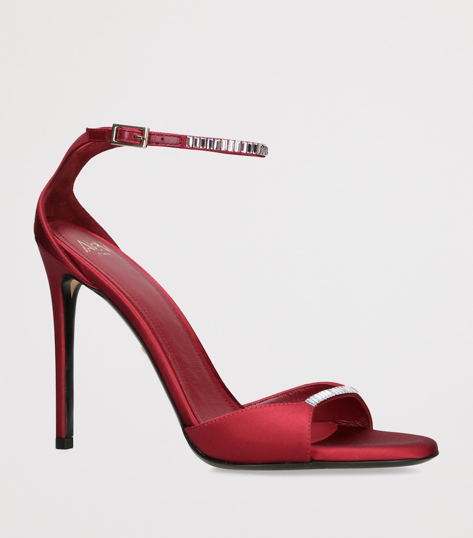 Alevì Satin Ninel Xtal Heeled Sandals 110 Red Image 2