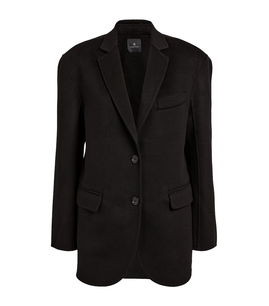ANINE BING Womens Wool Quinn Blazer Black Image 1