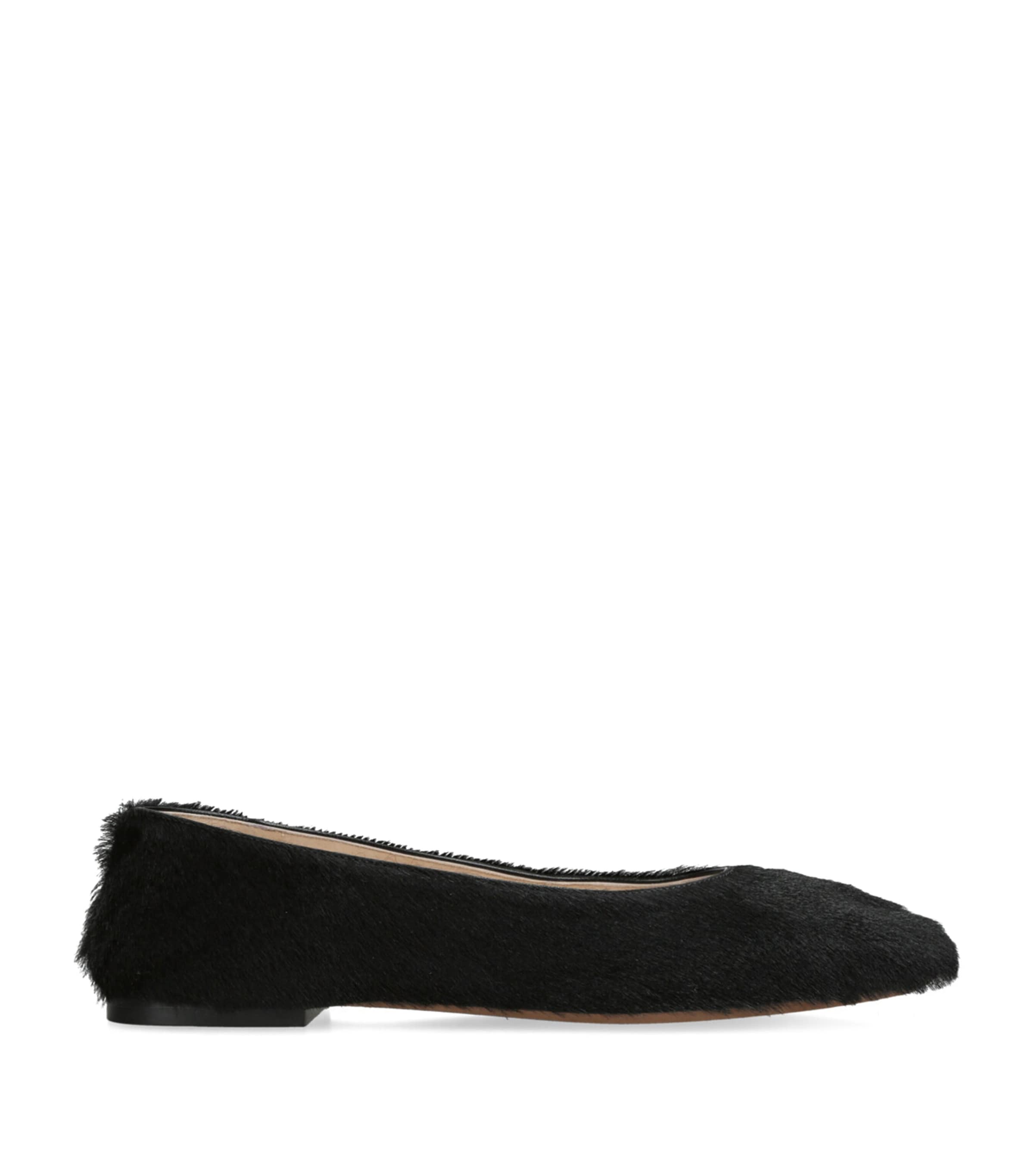 The Row Pony Hair Square Ballet Flats In Black