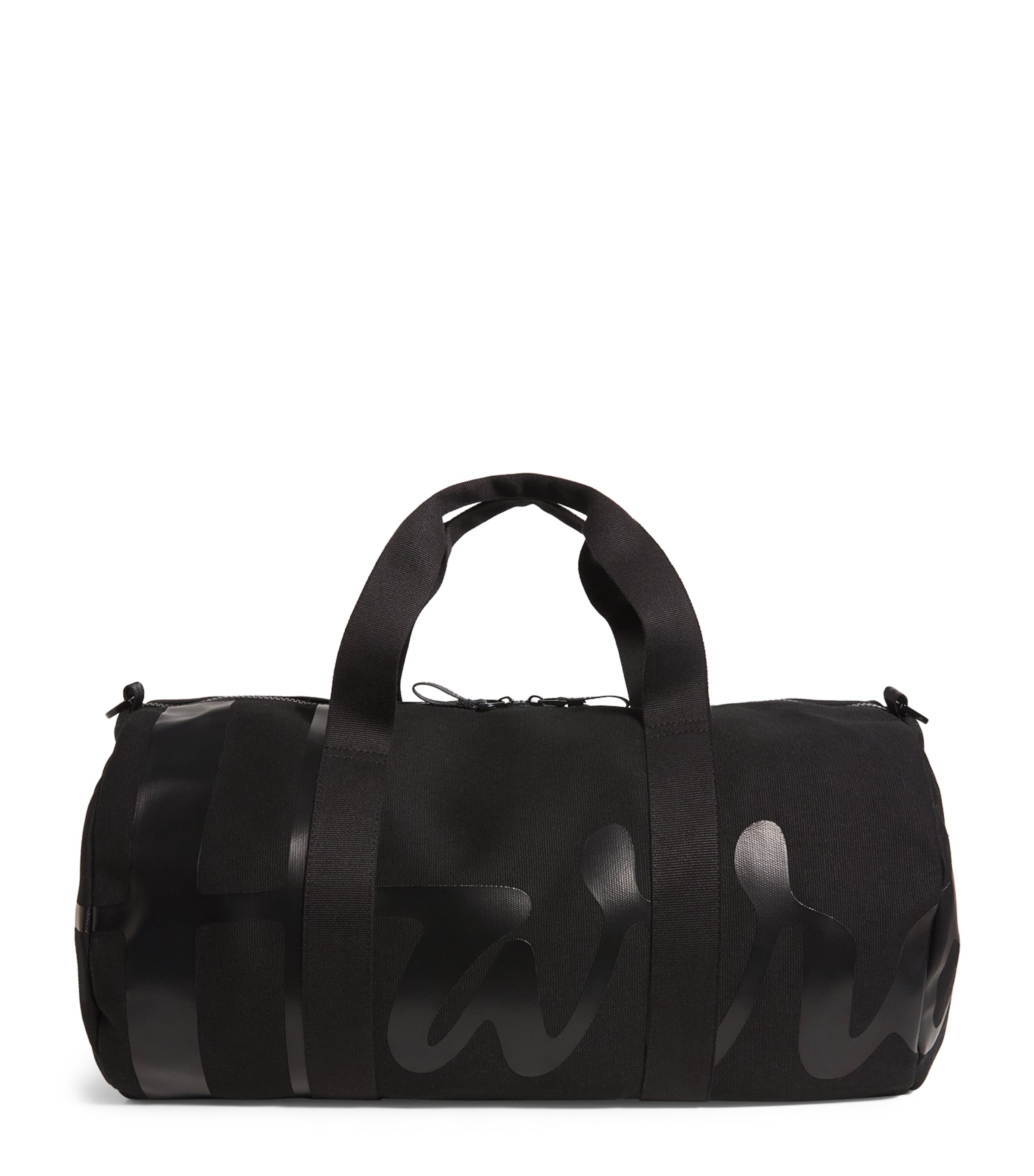 Harrods Cotton Logo Barrel Bag Black