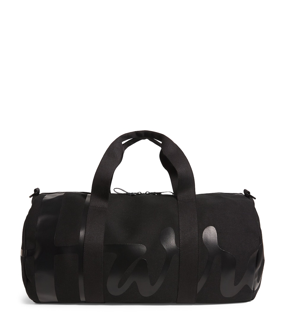 Harrods Cotton Logo Barrel Bag Black