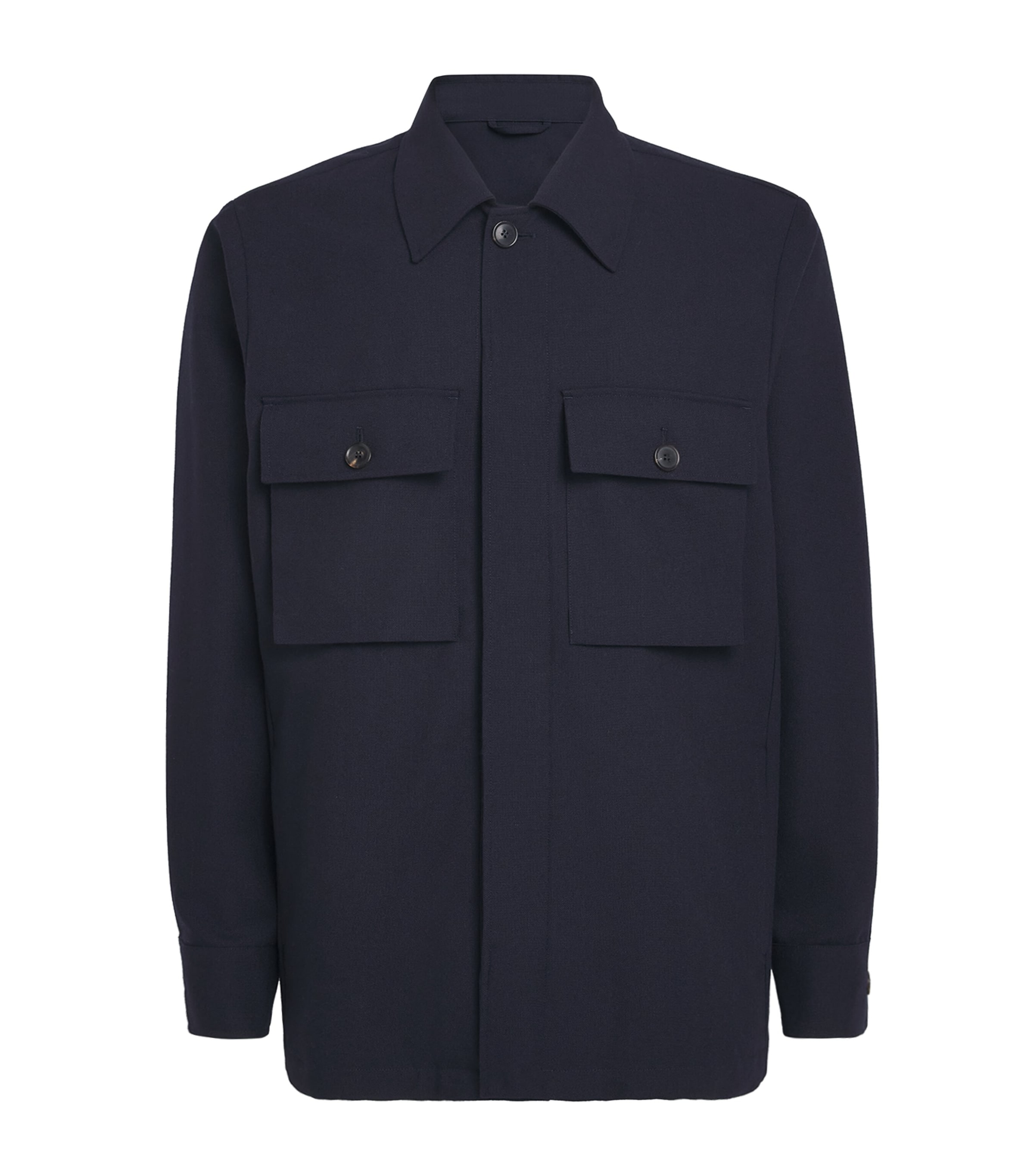Paul Smith Mens Worsted Wool Overshirt Dark Navy Image 1