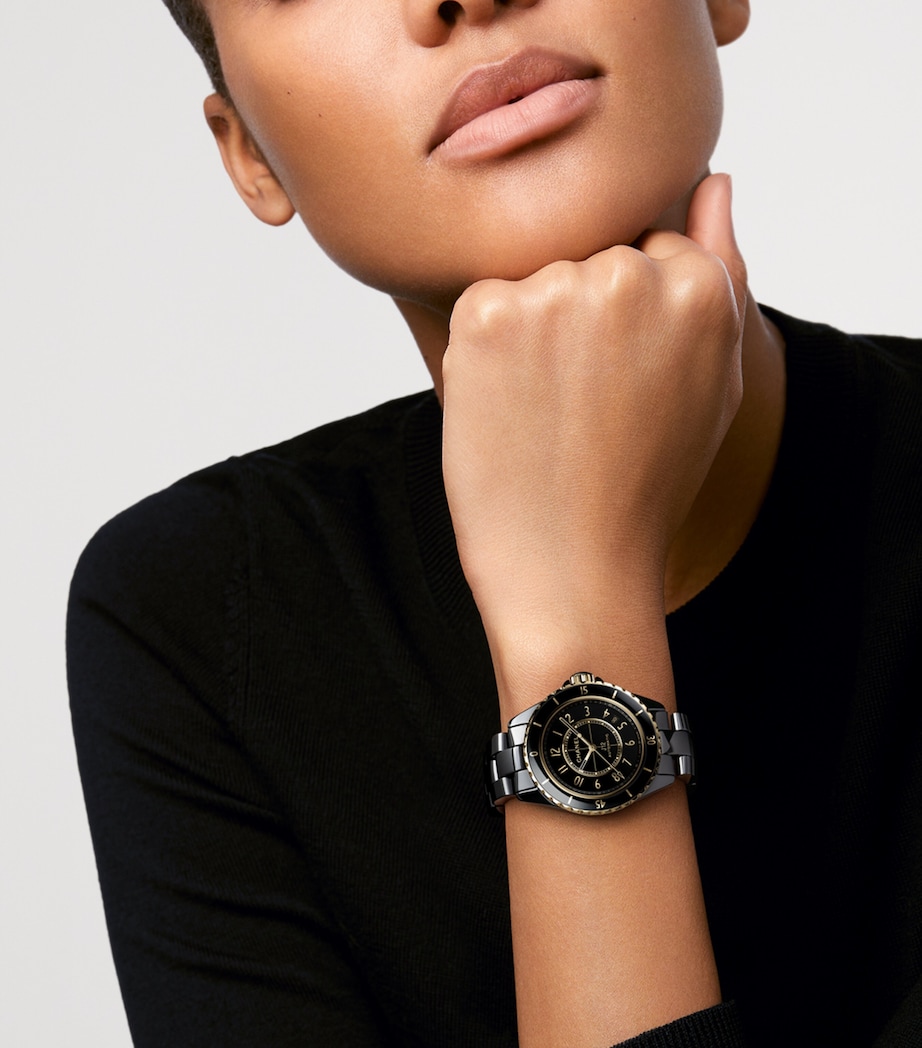 Ceramic and Yellow Gold J12 Watch 38mm BLACK Image 2