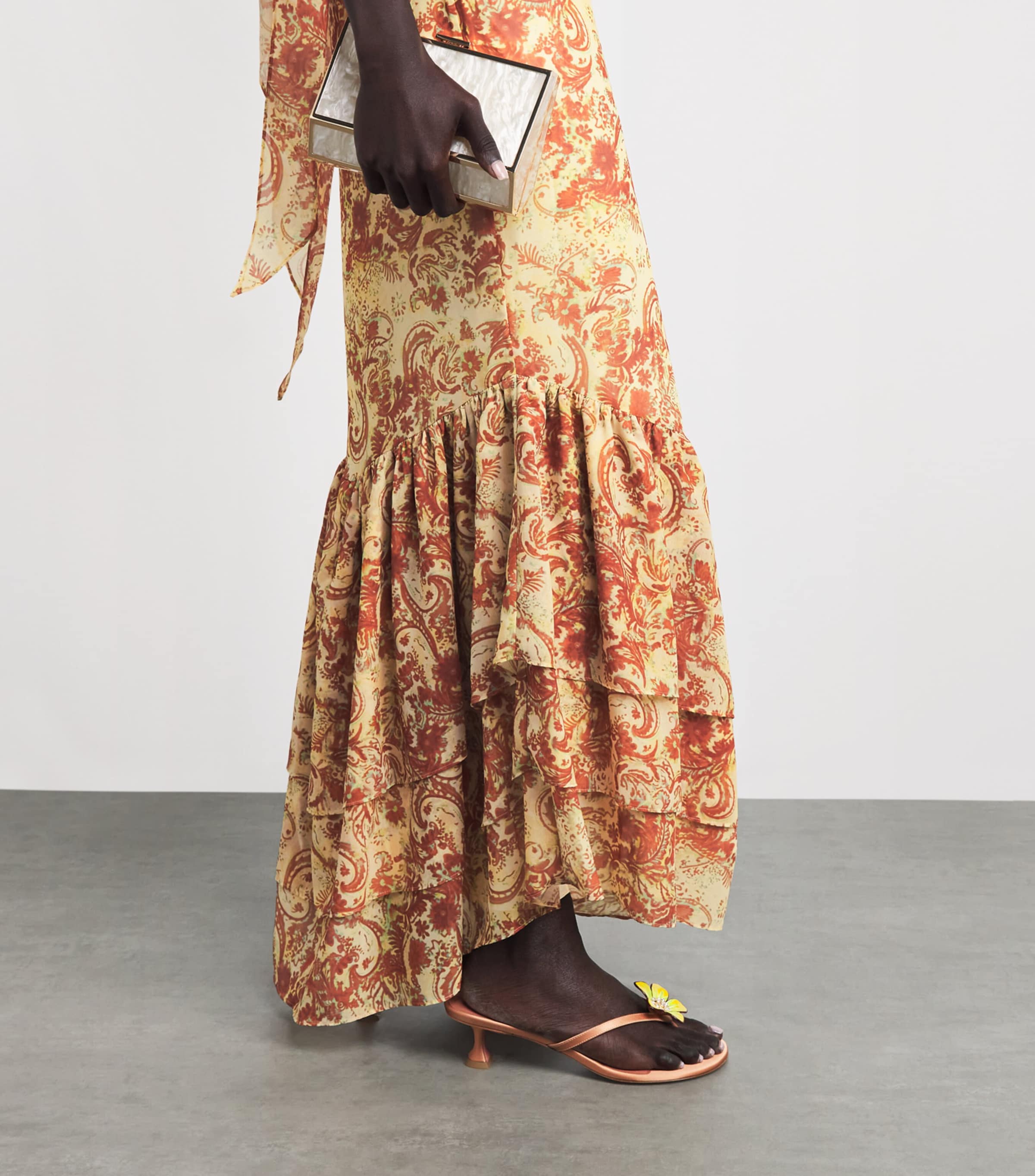 De La Vali Womens Chiffon Floral Avalon Maxi Dress Cachemira Yellow Image 5