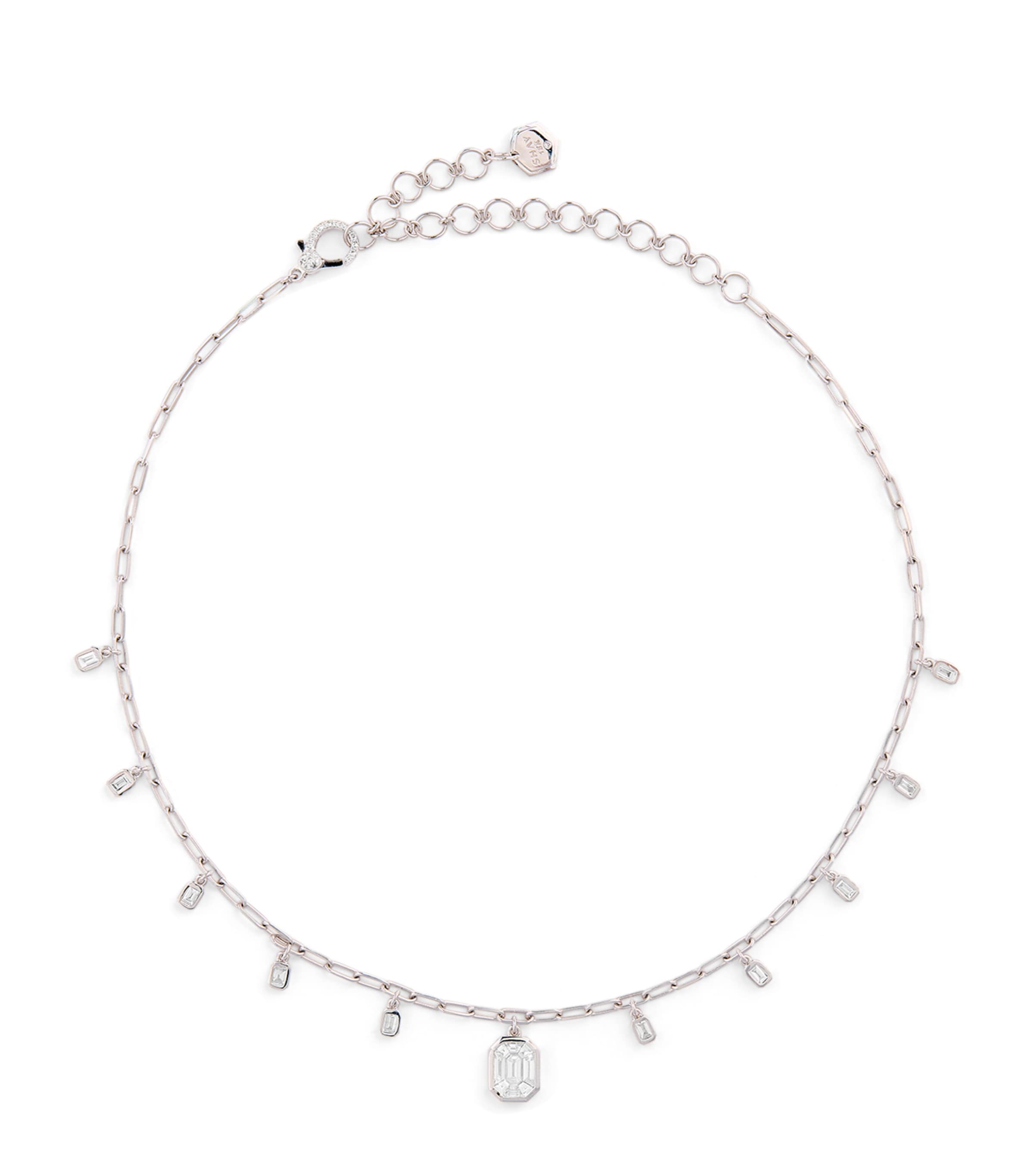 White Gold and Diamond Illusion Necklace WHITE GOLD Image 1