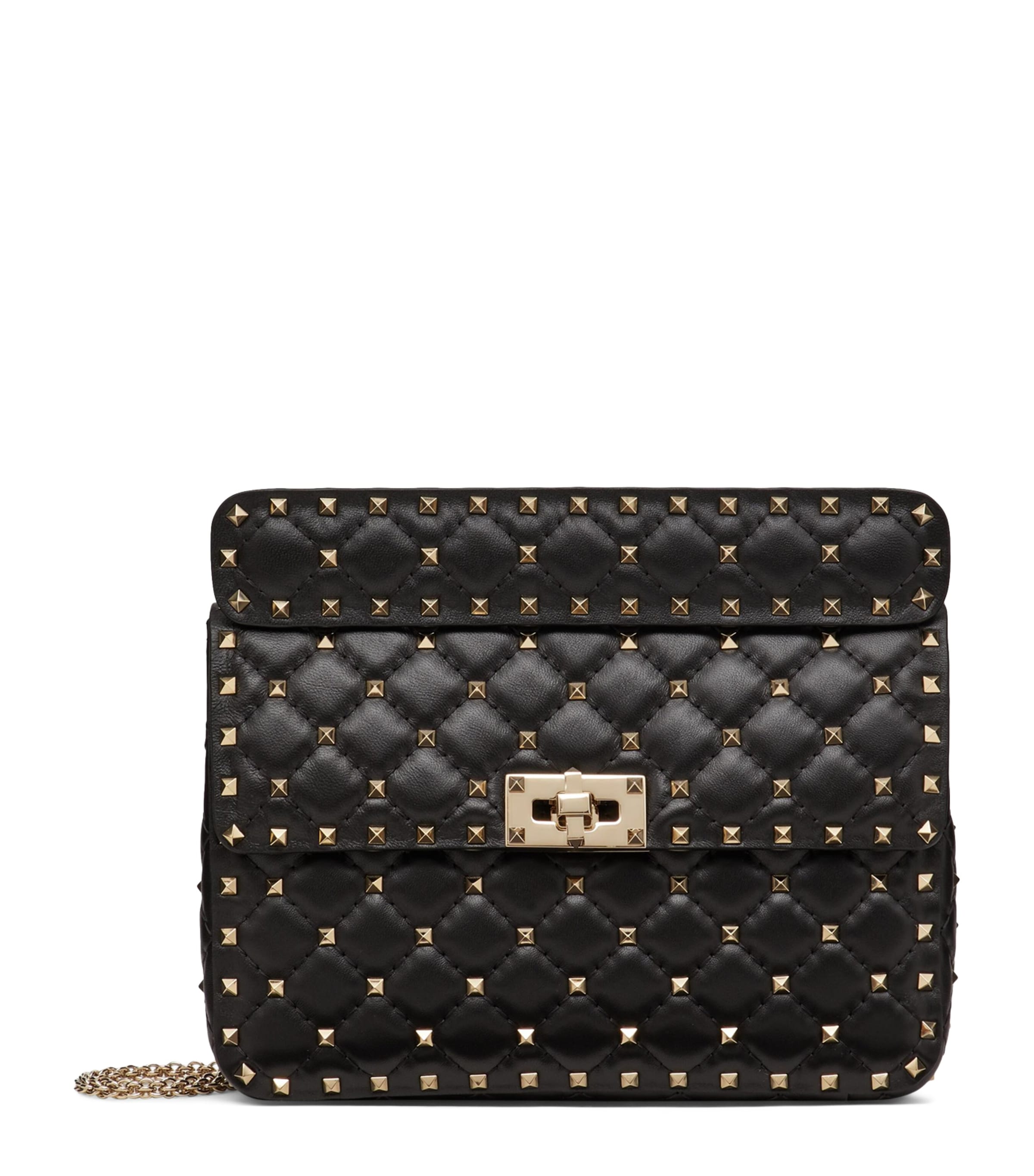 Valentino Medium Rockstud Spike Top-handle Bag In Black