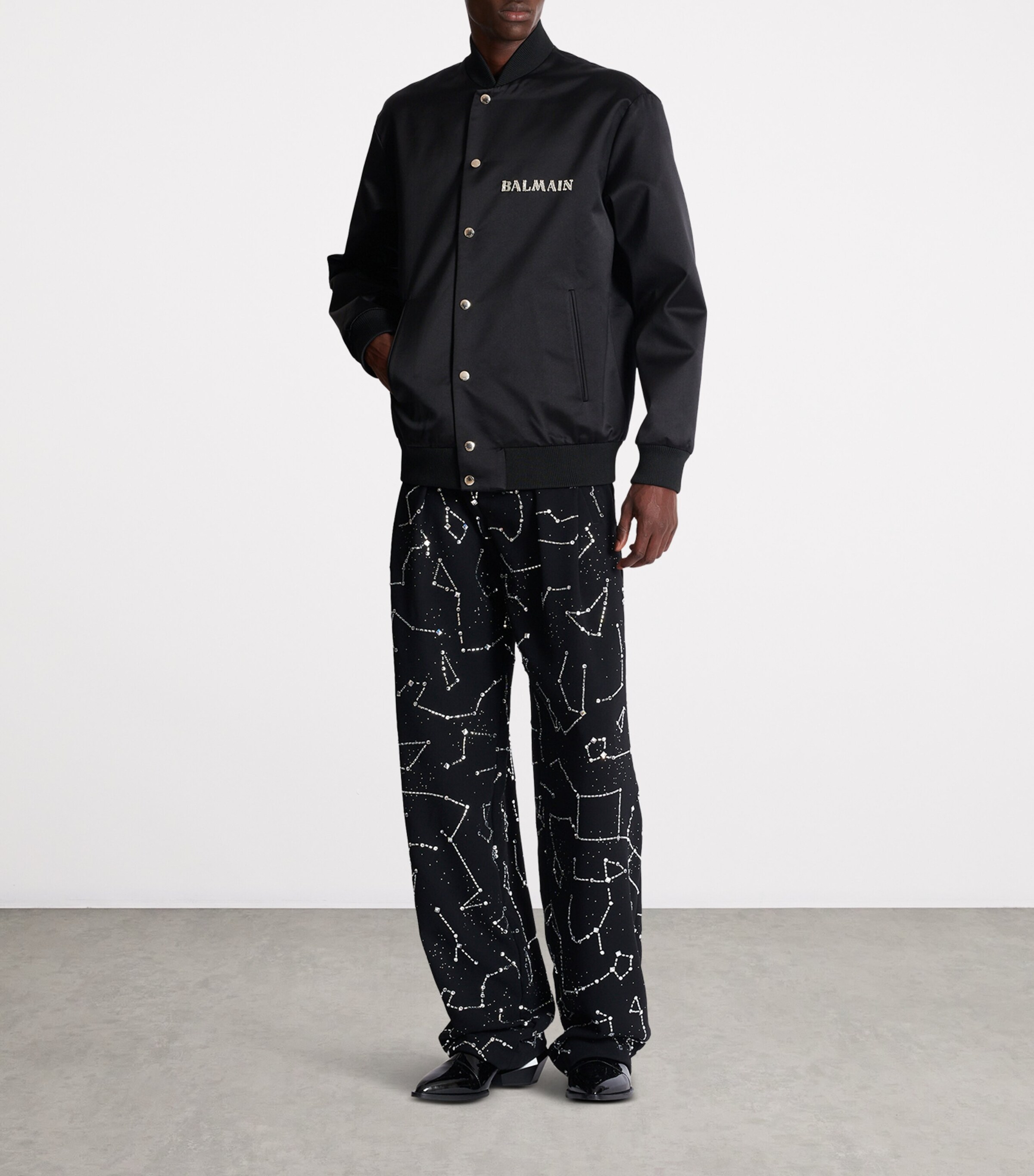 Satin Embellished Bomber Jacket EAW NOIR/CRISTAL Image 7