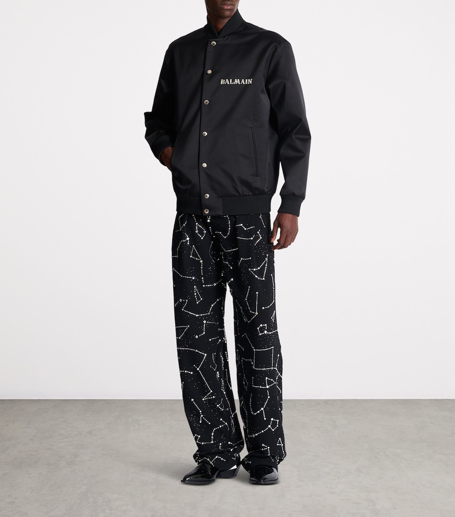 Satin Embellished Bomber Jacket EAW NOIR/CRISTAL Image 7