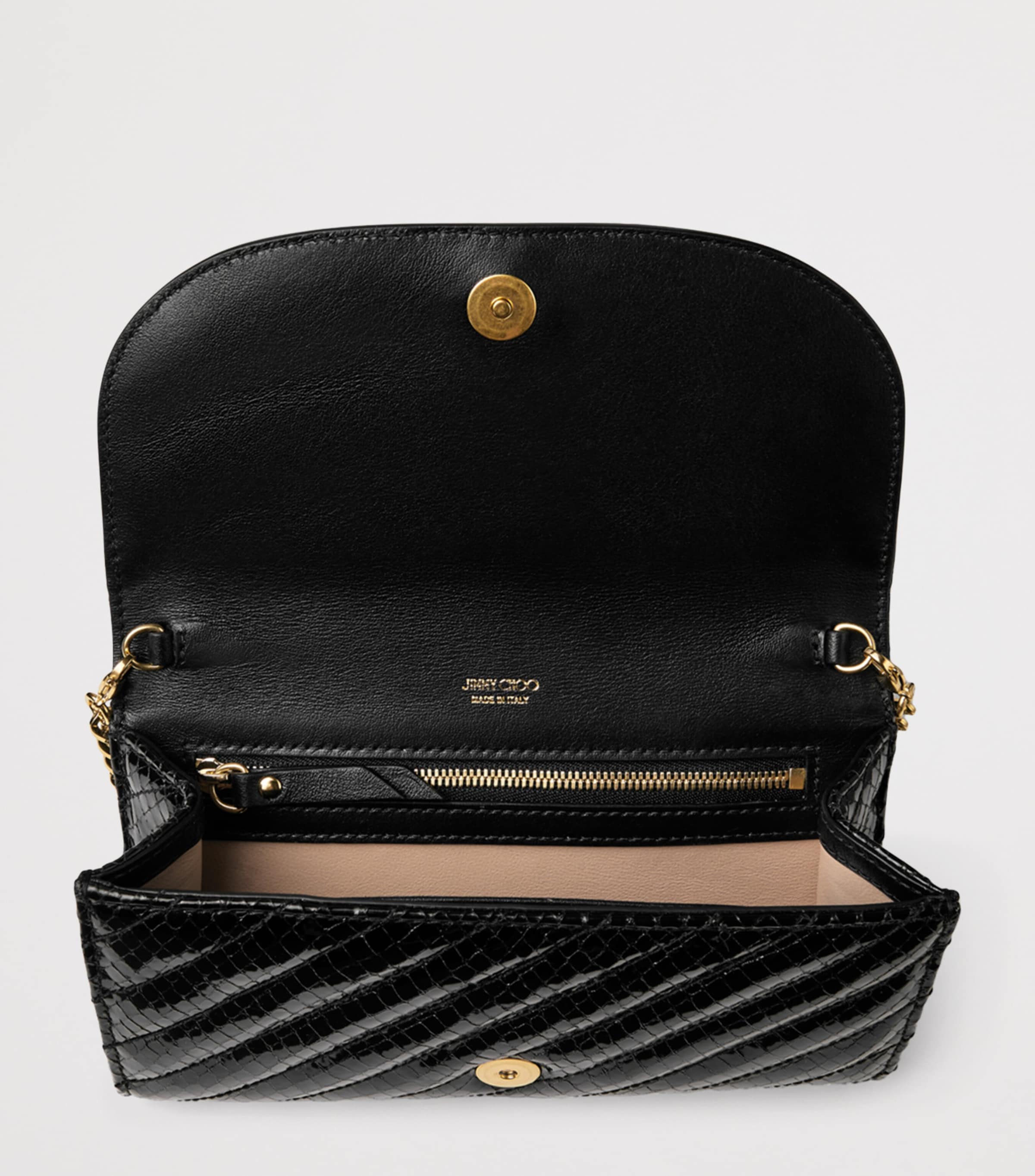 Leather Curve Chain Wallet BLACK/SHINY GOLD Image 4