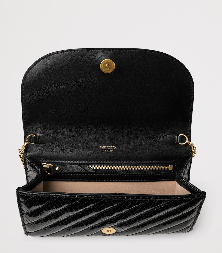 Leather Curve Chain Wallet BLACK/SHINY GOLD Image 4