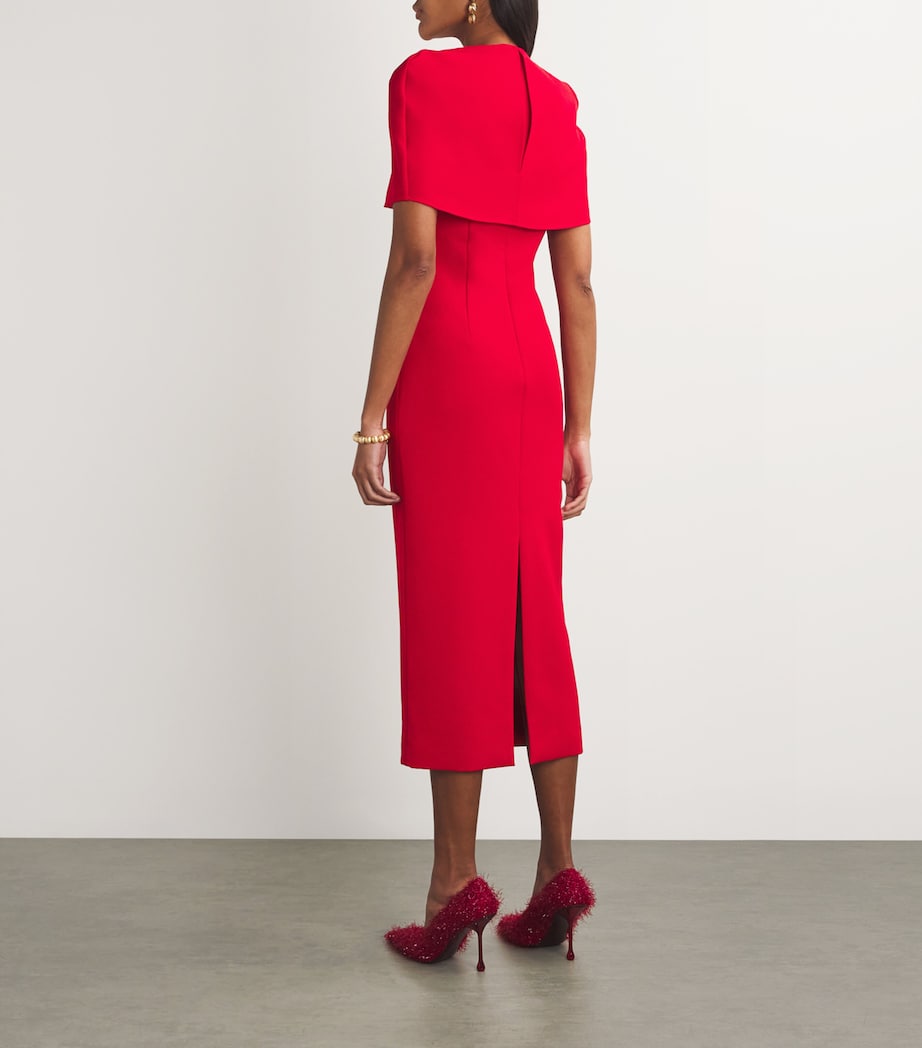 Roland Mouret Womens Stretch-Crepe Cape Midi Dress Red Image 3