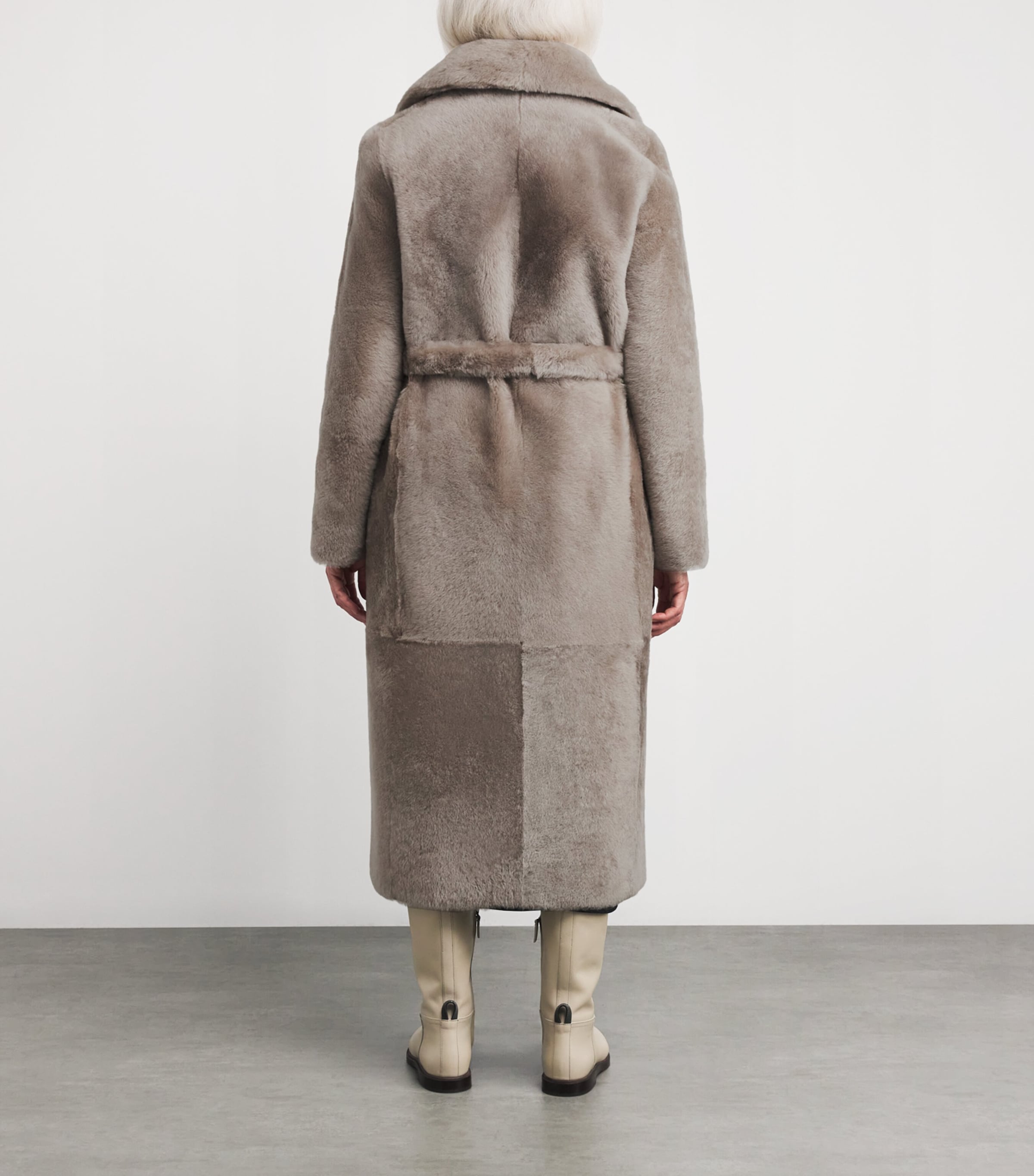 Lamb Fur Belted Coat A9113 Image 4