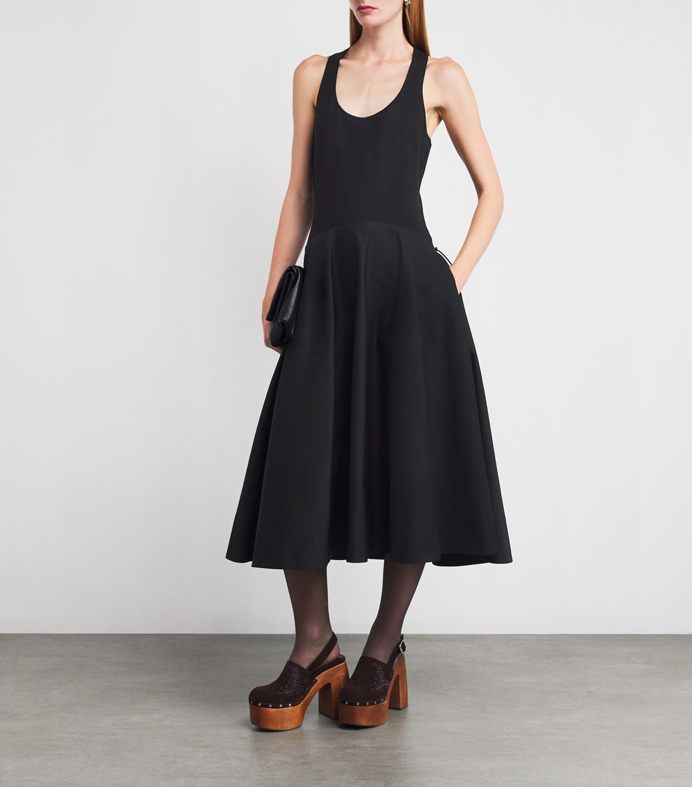 conservative black dress Modest Formal Satin Dress G531 Black main image 1