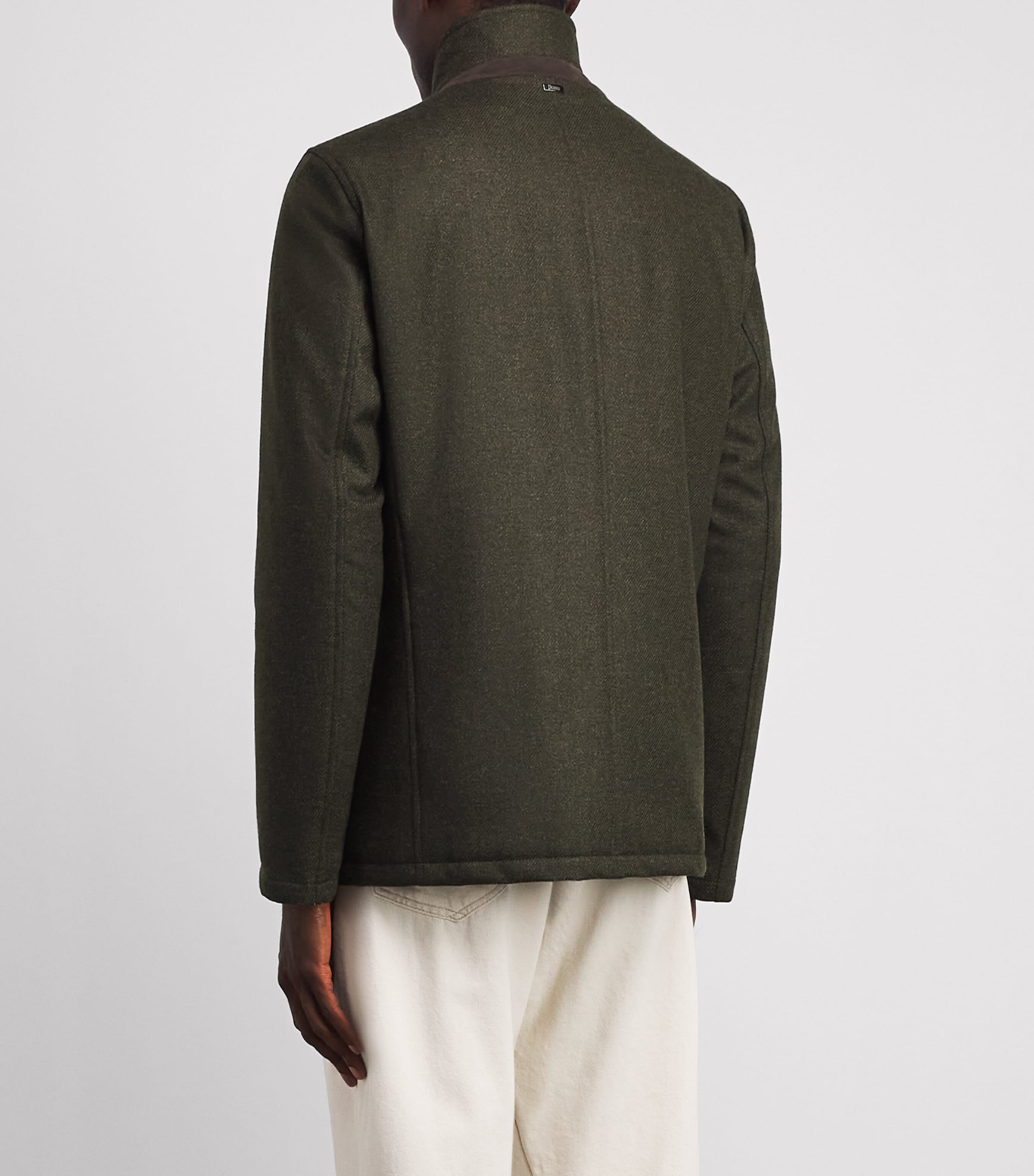Herno Mens Wool-Silk High-Neck Shacket Verde Militare Image 5