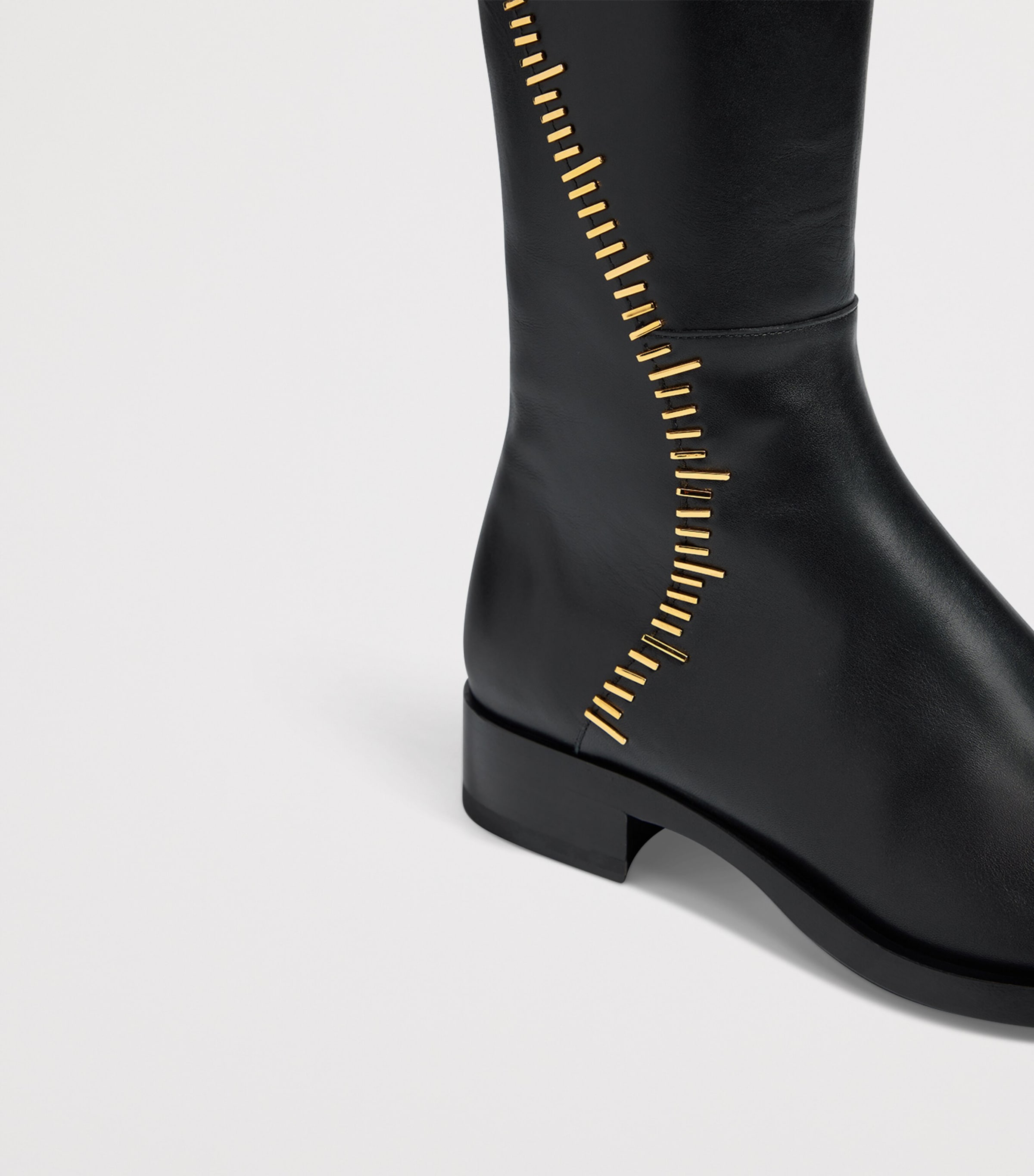 Leather Measuring Tape Knee-High Boots 999 BLACK Image 6