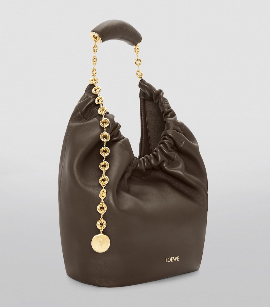 Small Leather Squeeze Top-Handle Bag CHOCOLATE Image 2