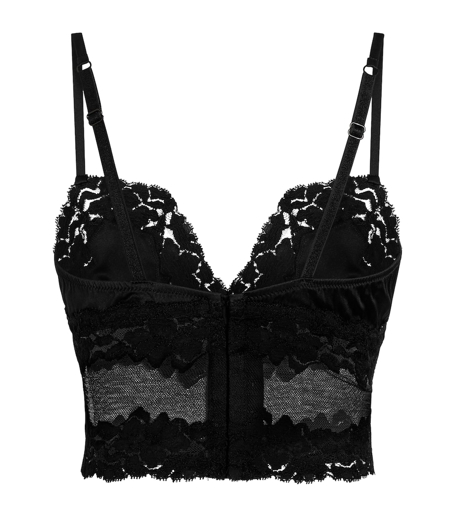Silk-Blend Lace Bralette Top N0000-BLACK Image 2