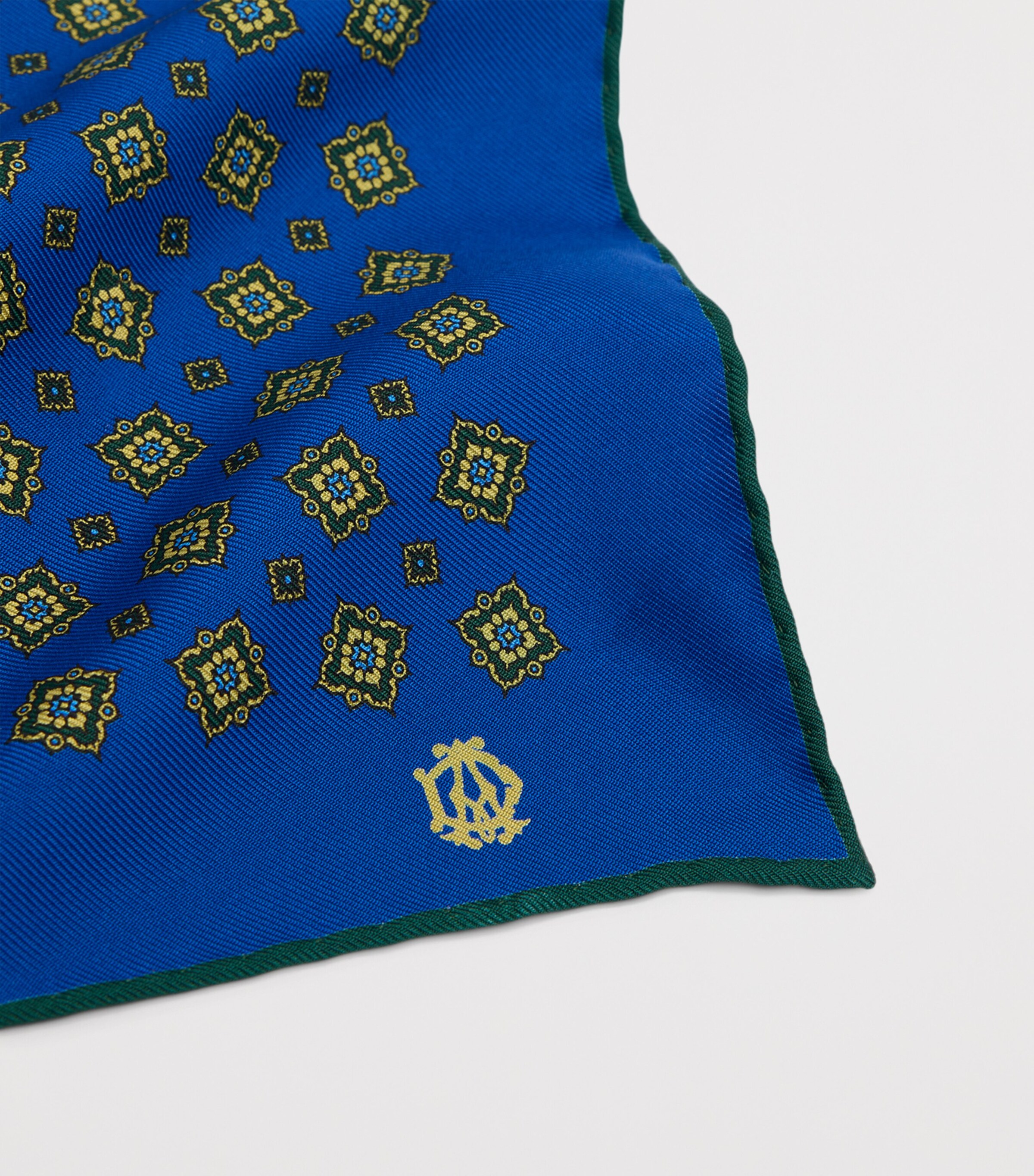 Dunhill Mulberry Silk Scattered Medallion Pocket Square Blue Image 2