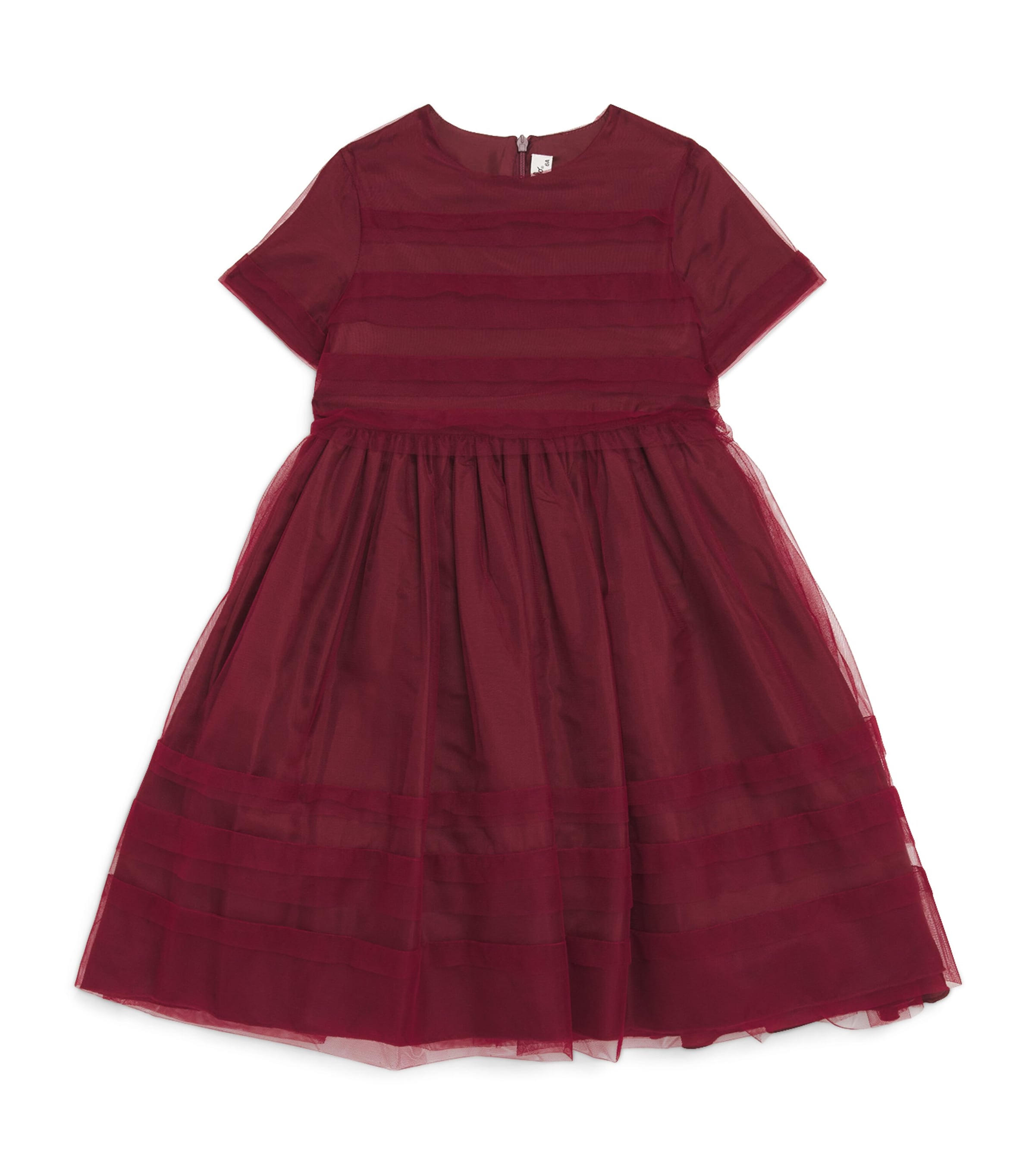 Shop Il Gufo Tulle Striped Dress In Burgundy