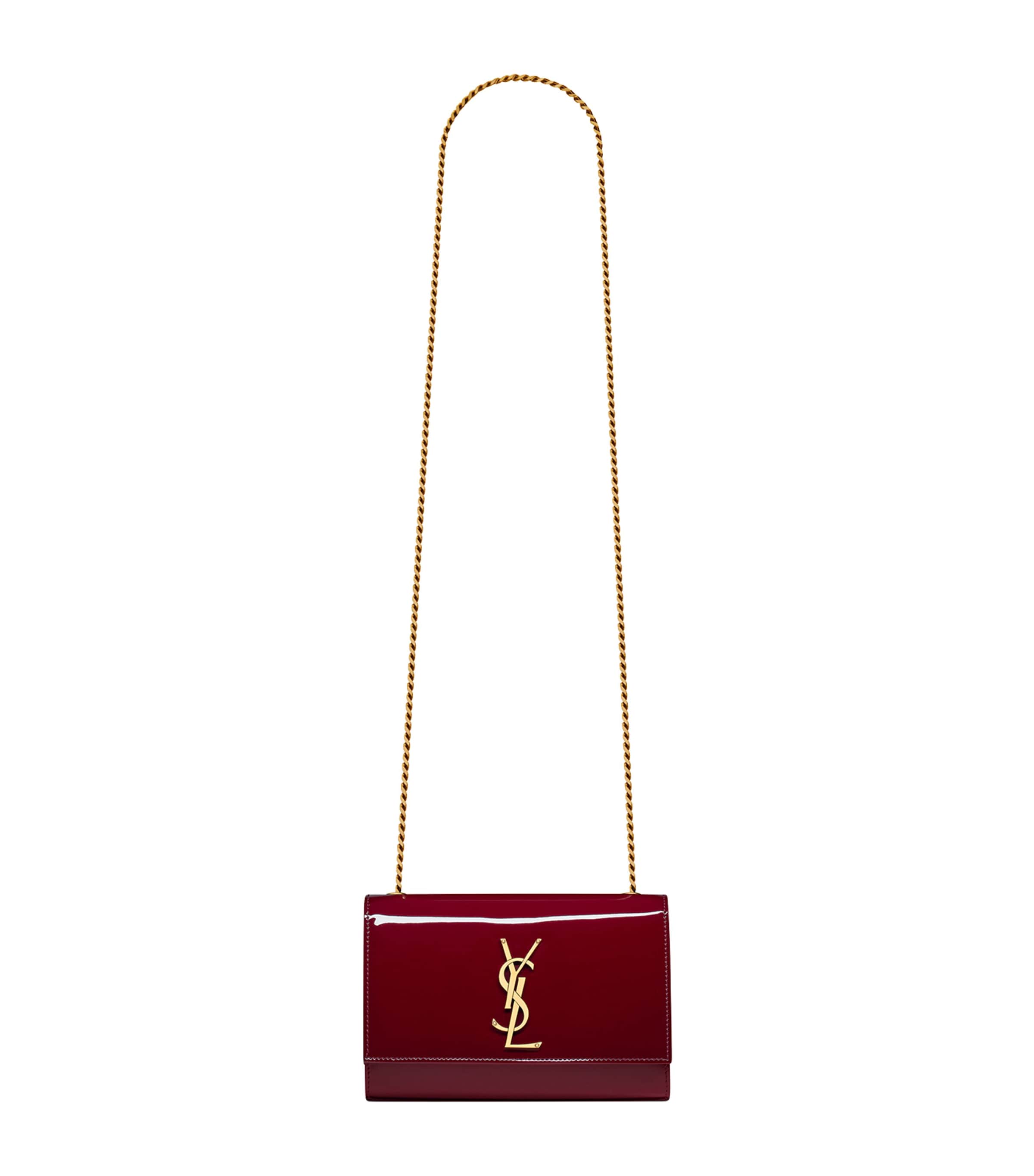 Saint Laurent Kate Logo Plaque Small Shoulder Bag In Red