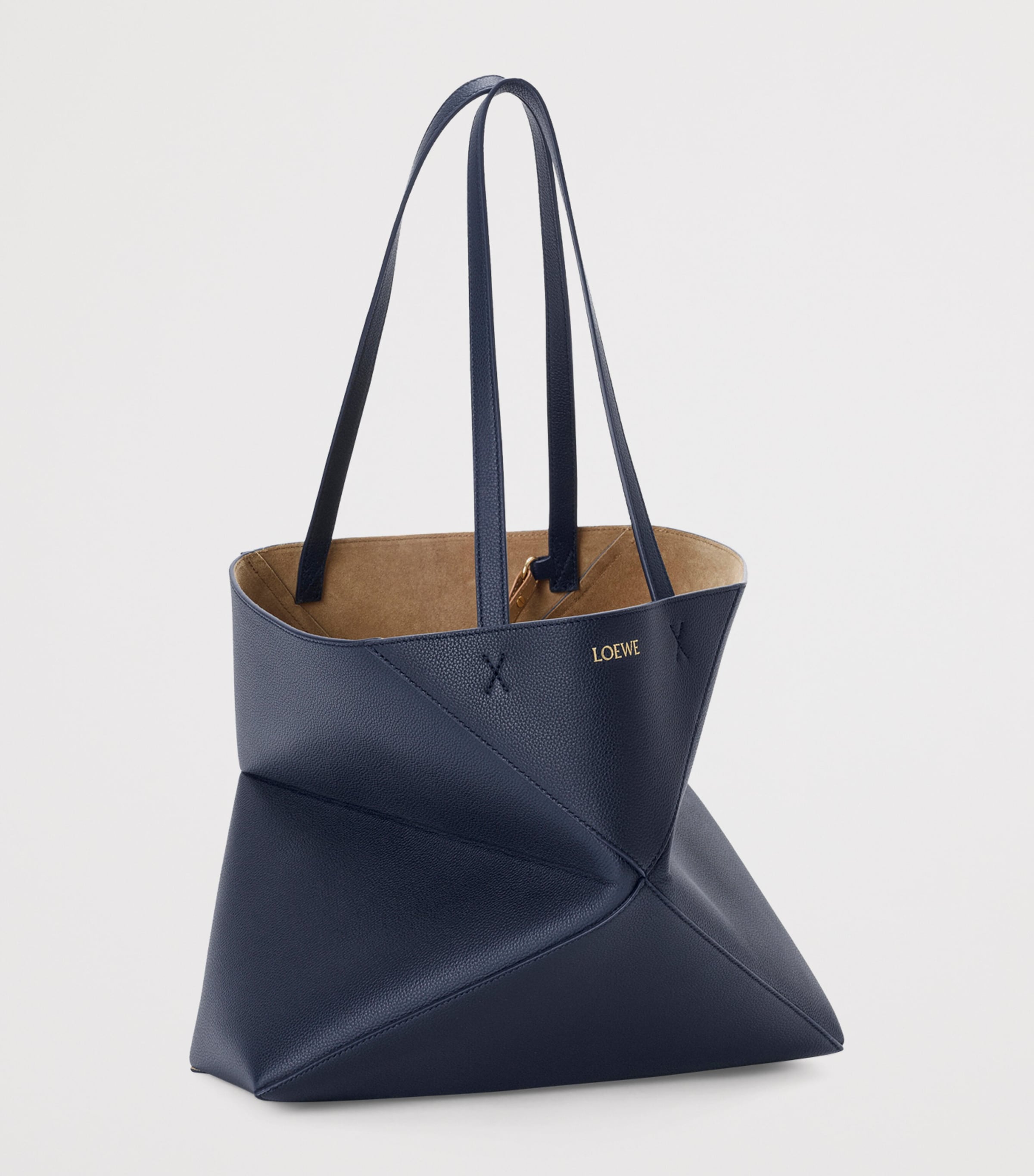 LOEWE Medium Leather Puzzle Fold Tote Bag Deep Navy Image 3