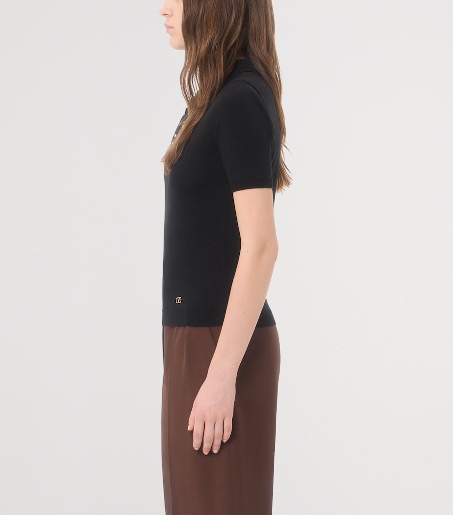 Valentino Womens Virgin Wool-Blend Necktie Slim Polo Sweater Image 4