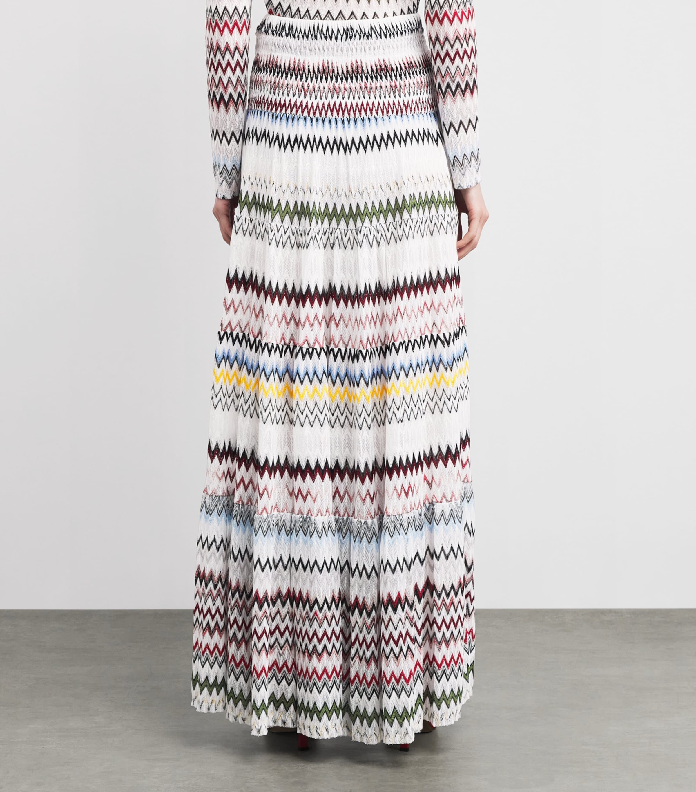 Chevron Tiered Maxi Skirt S01K2 MULTI W WHITE Image 4