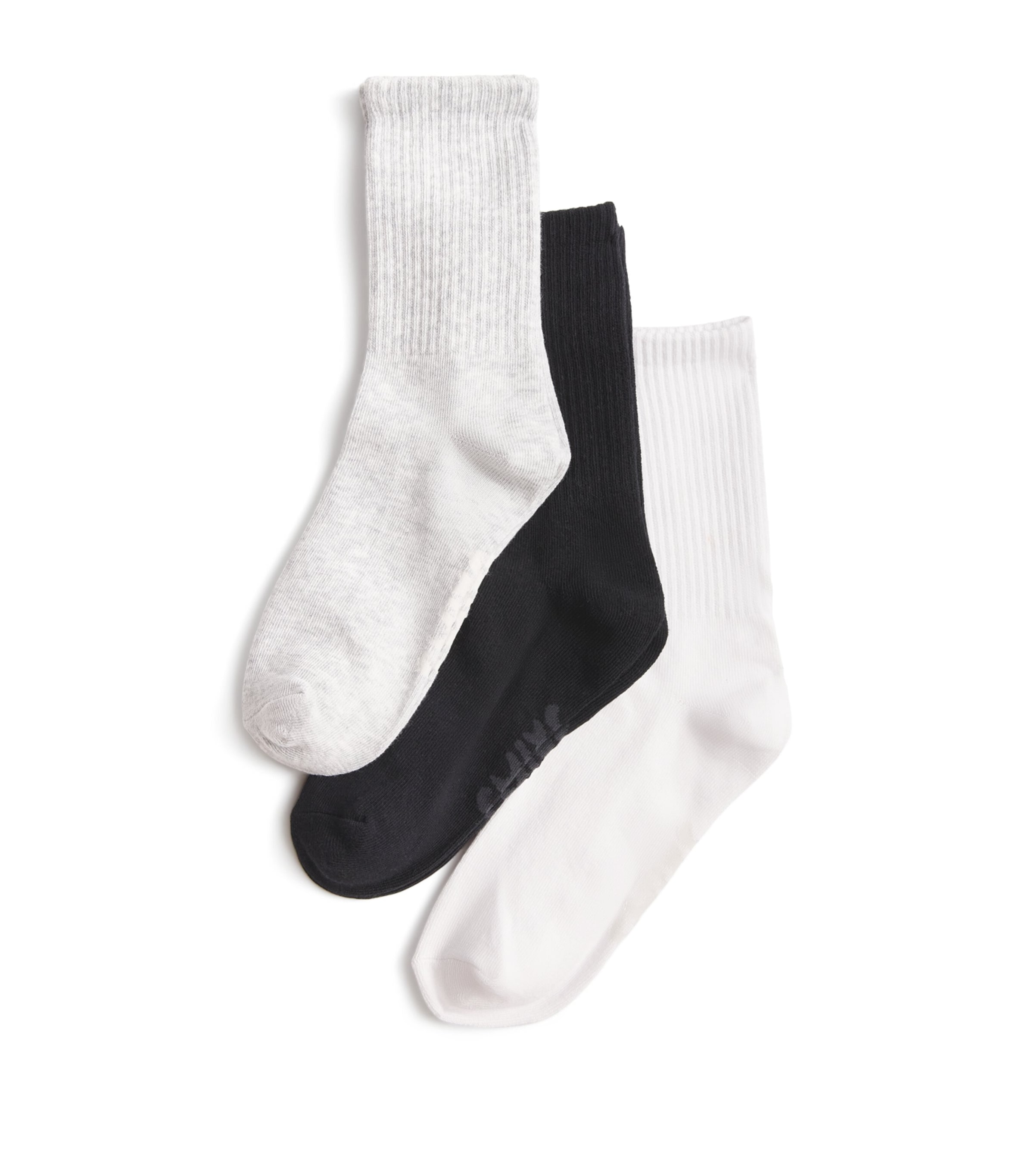 Skims Cotton-blend Logo Ribbed Crew Socks In Black