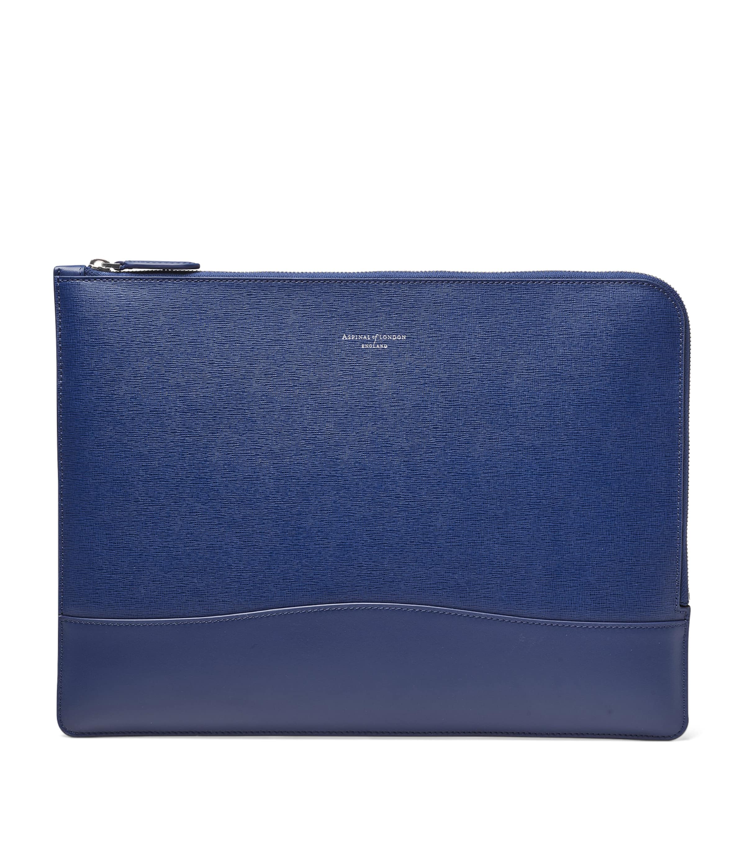 Aspinal Of London Grey Leather City Folio Laptop Case Harrods AU