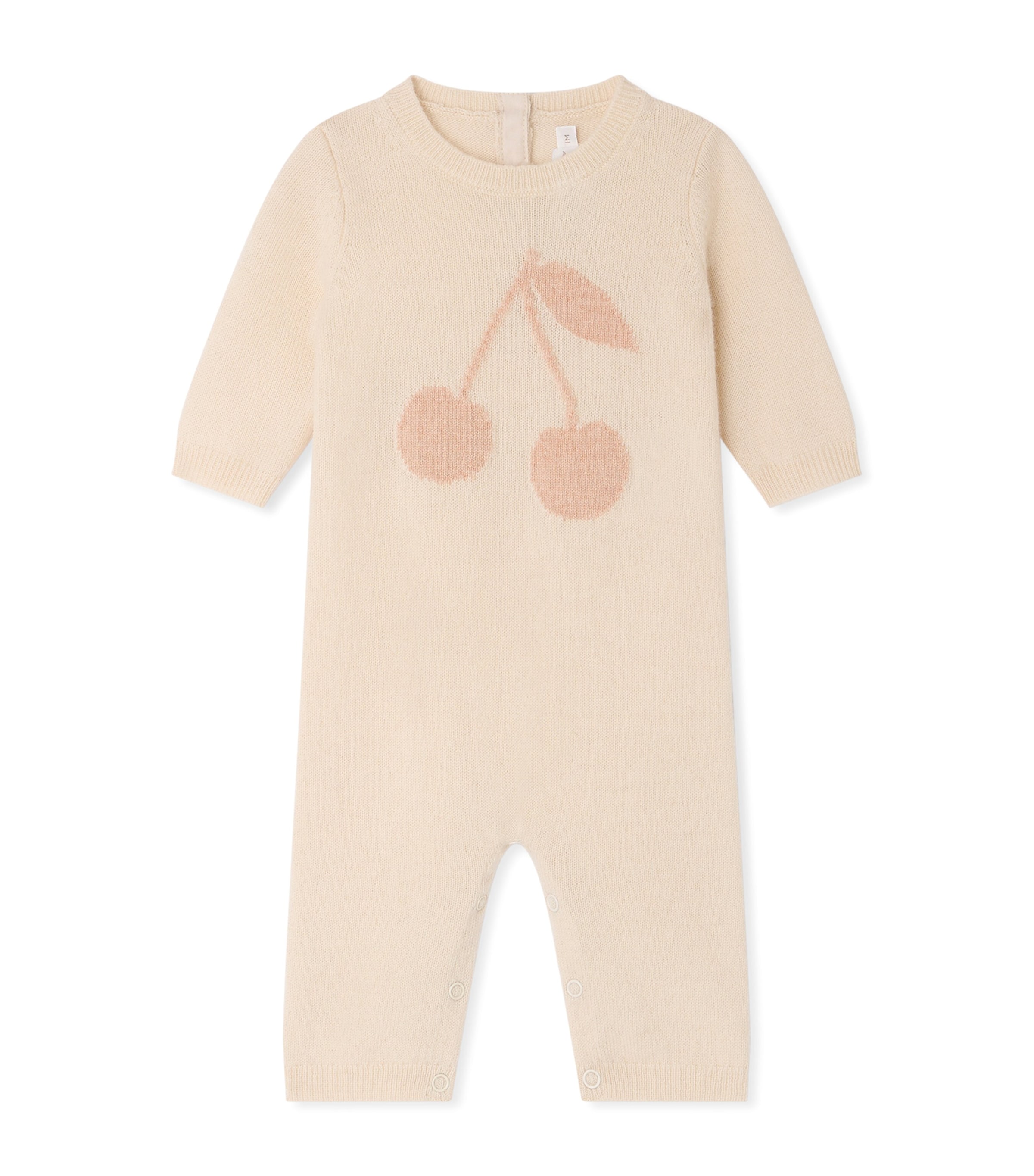 Bonpoint Cashmere-Blend Cherry Playsuit (3-18 Months) Rose Clair Chine Image 1